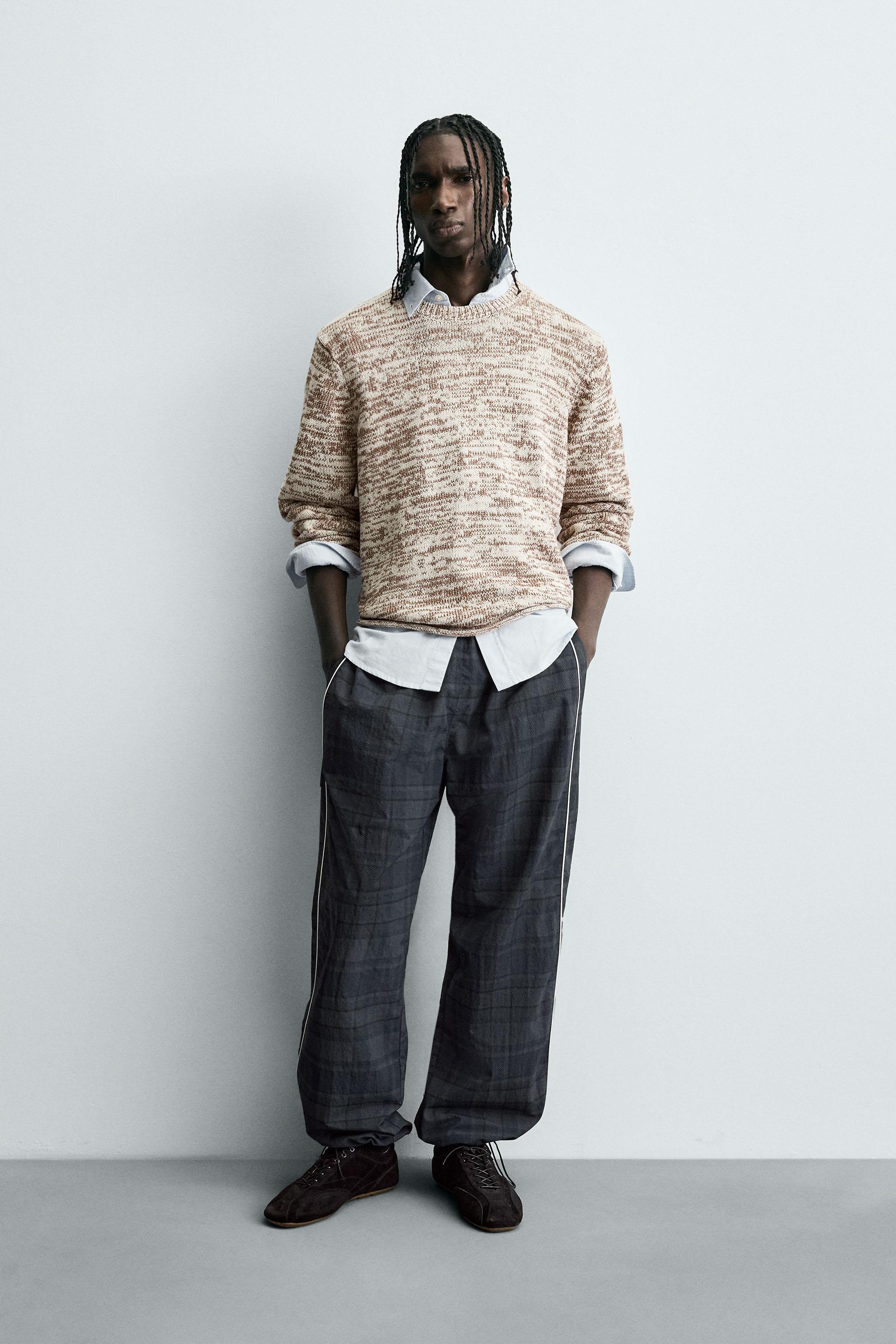 CONTRAST PLAID TECHNICAL JOGGER PANTS