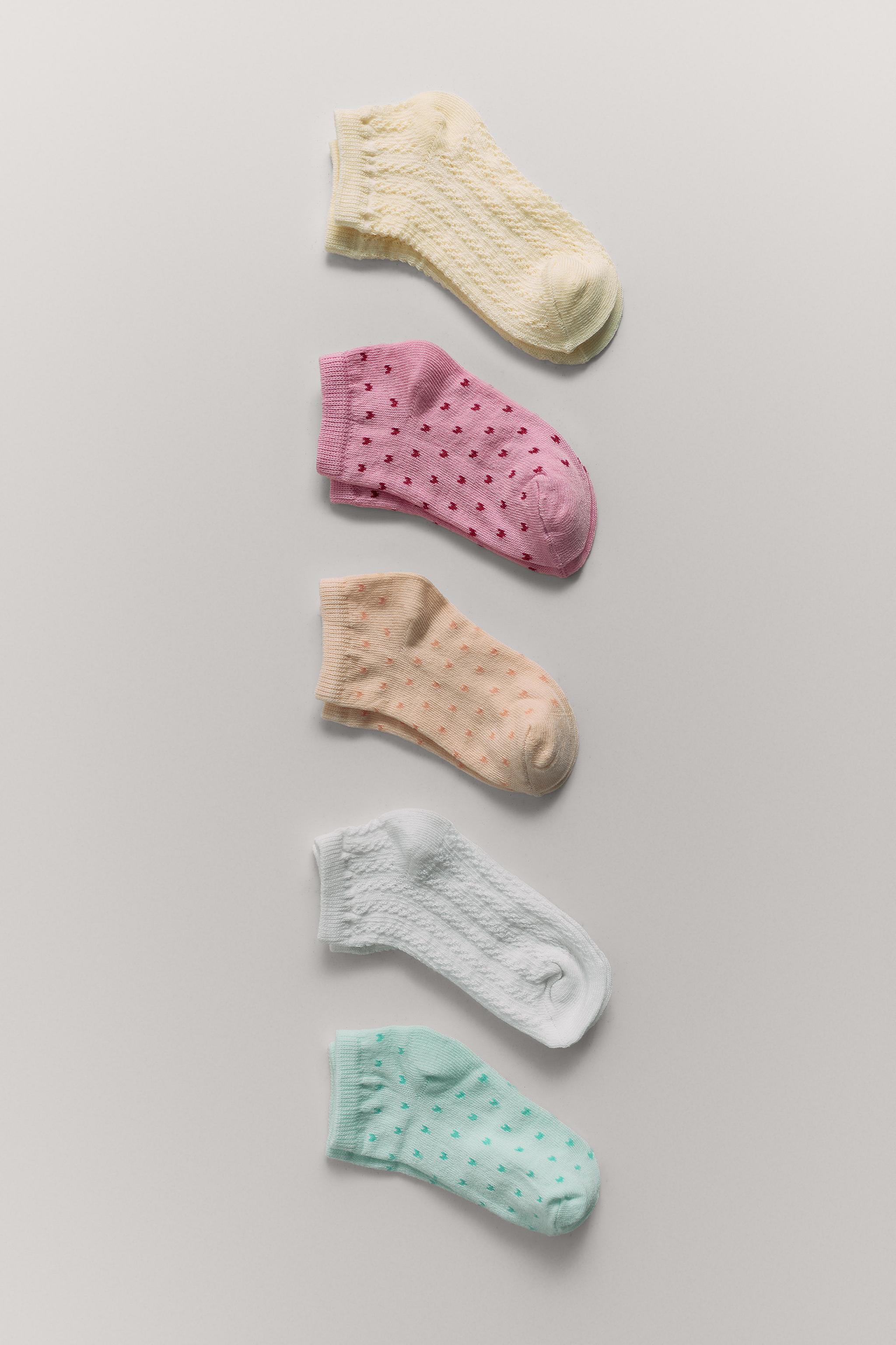 FIVE-PACK OF SHORT SOCKS WITH HEARTS AND TEXTURE