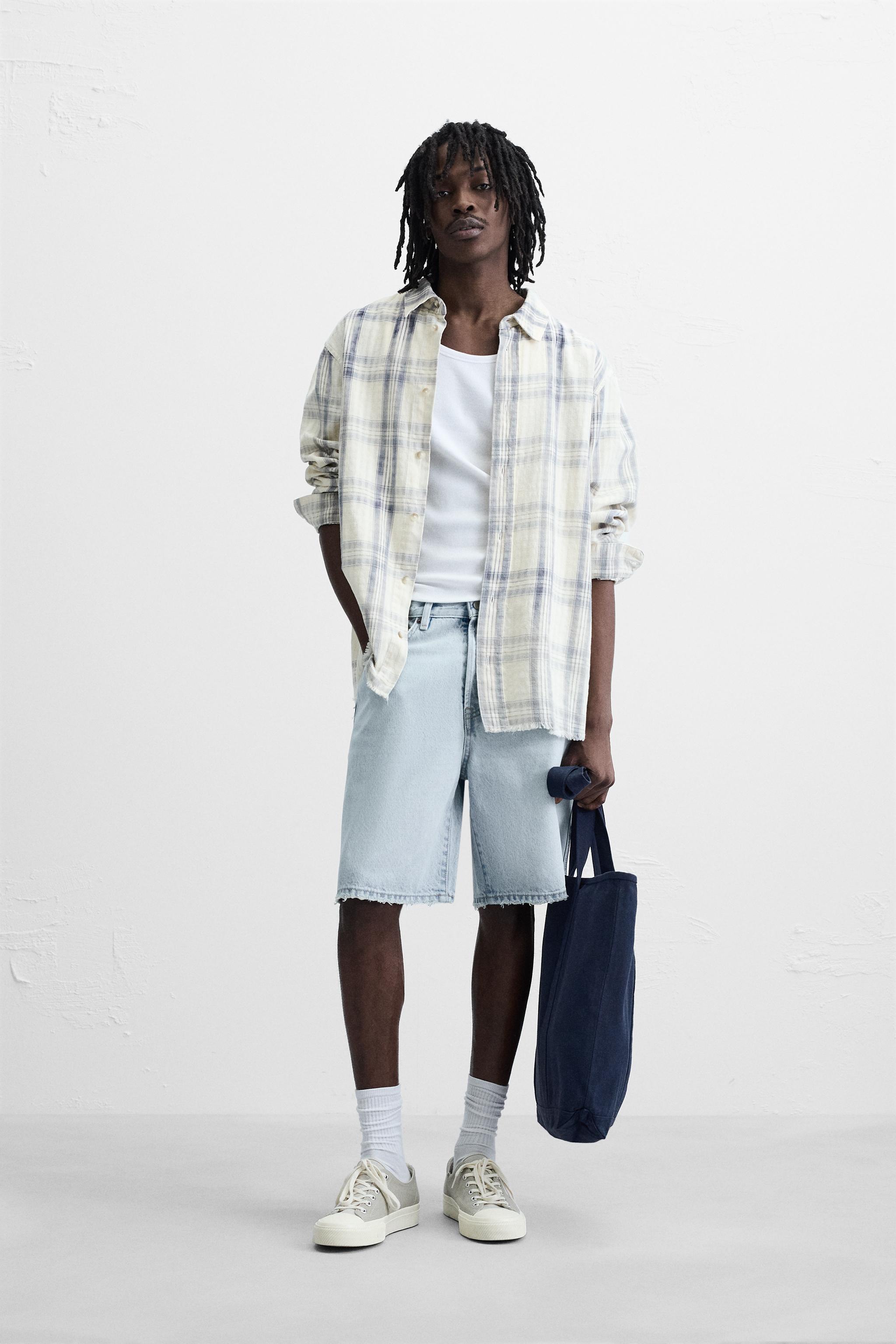 STRAIGHT FIT DENIM SHORTS