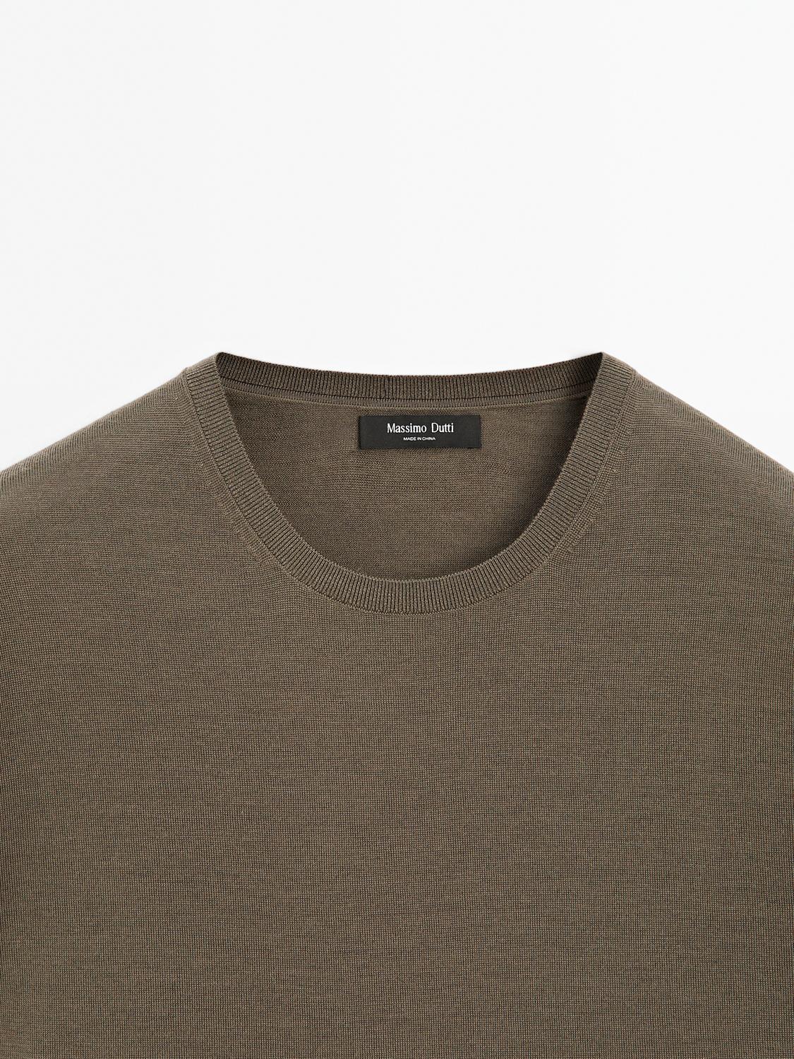 Short sleeve knit wool blend T-shirt