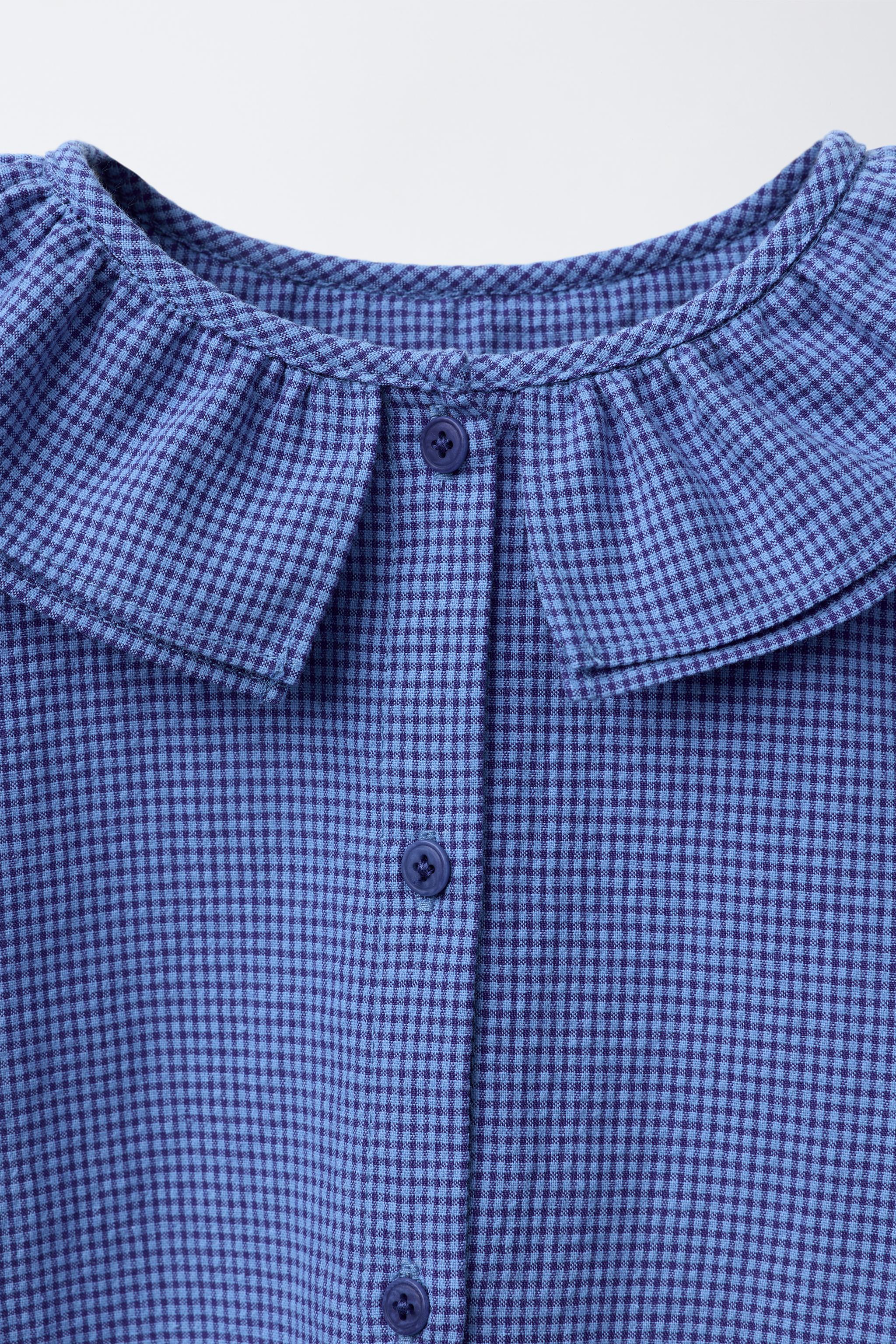 GINGHAM CHECK DOUBLE COLLAR SHIRT