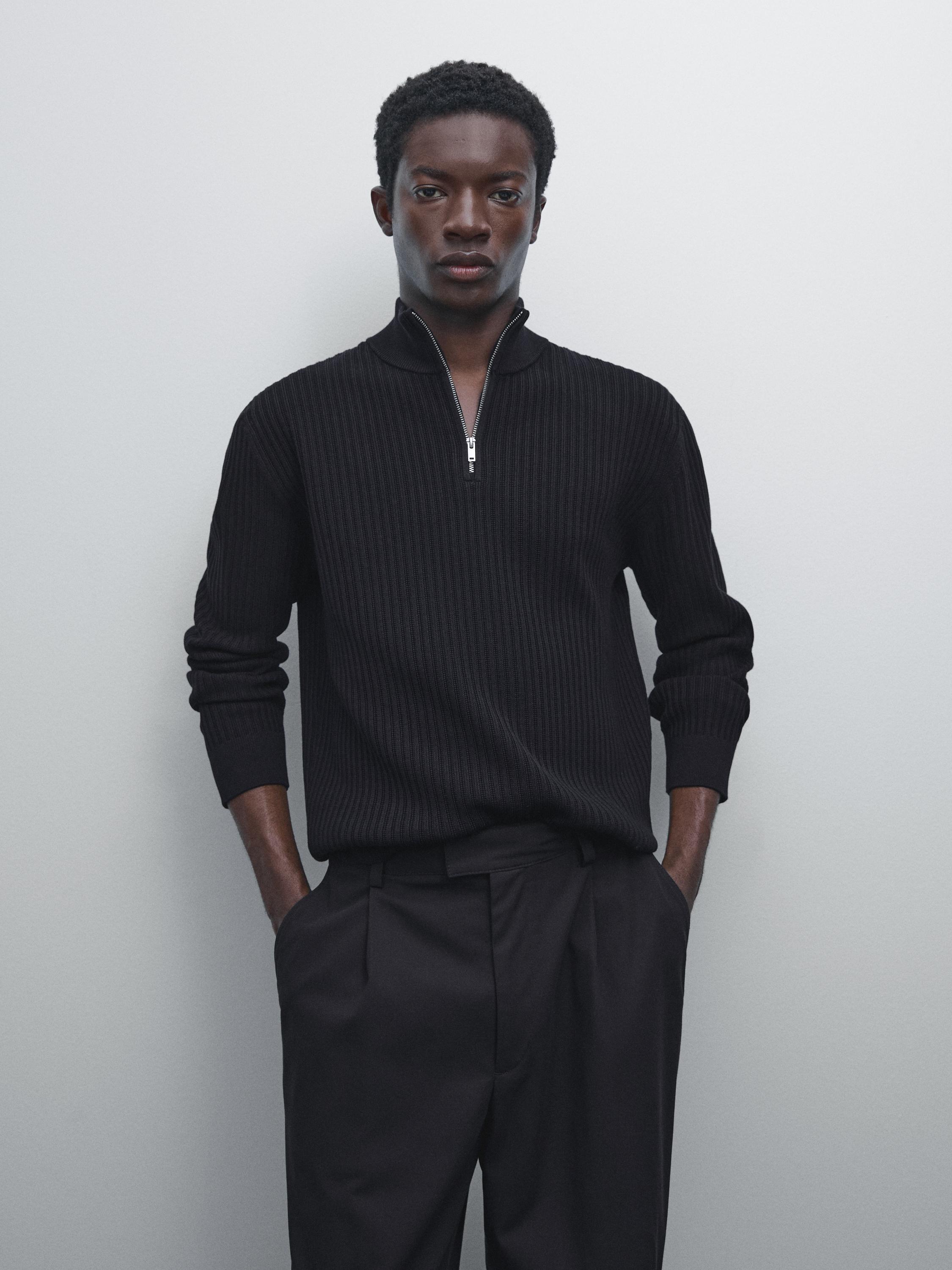 Mock neck knit sweater