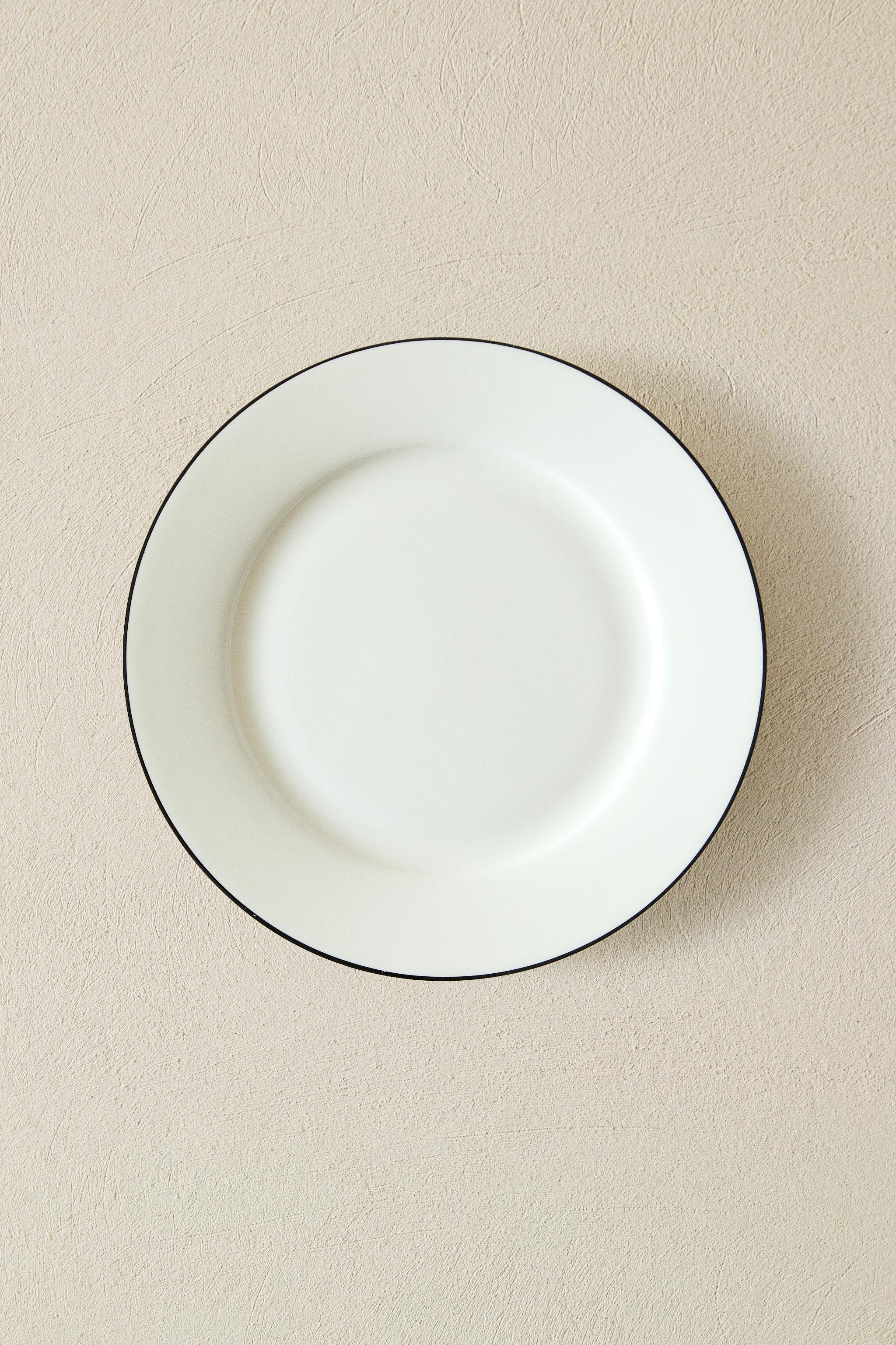 BONE CHINA DESSERT PLATE WITH BLACK RIM