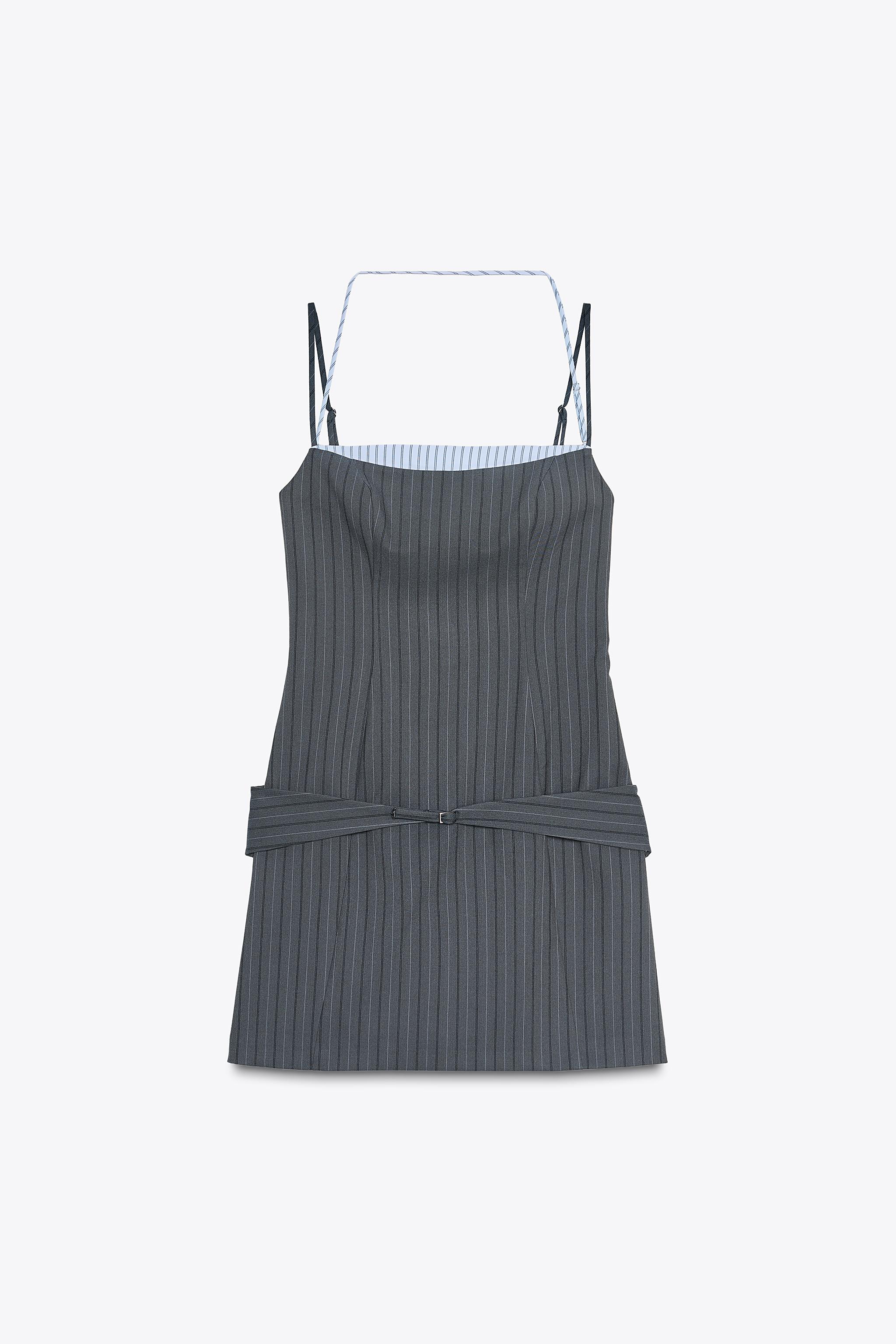 CONTRASTING PINSTRIPE DRESS