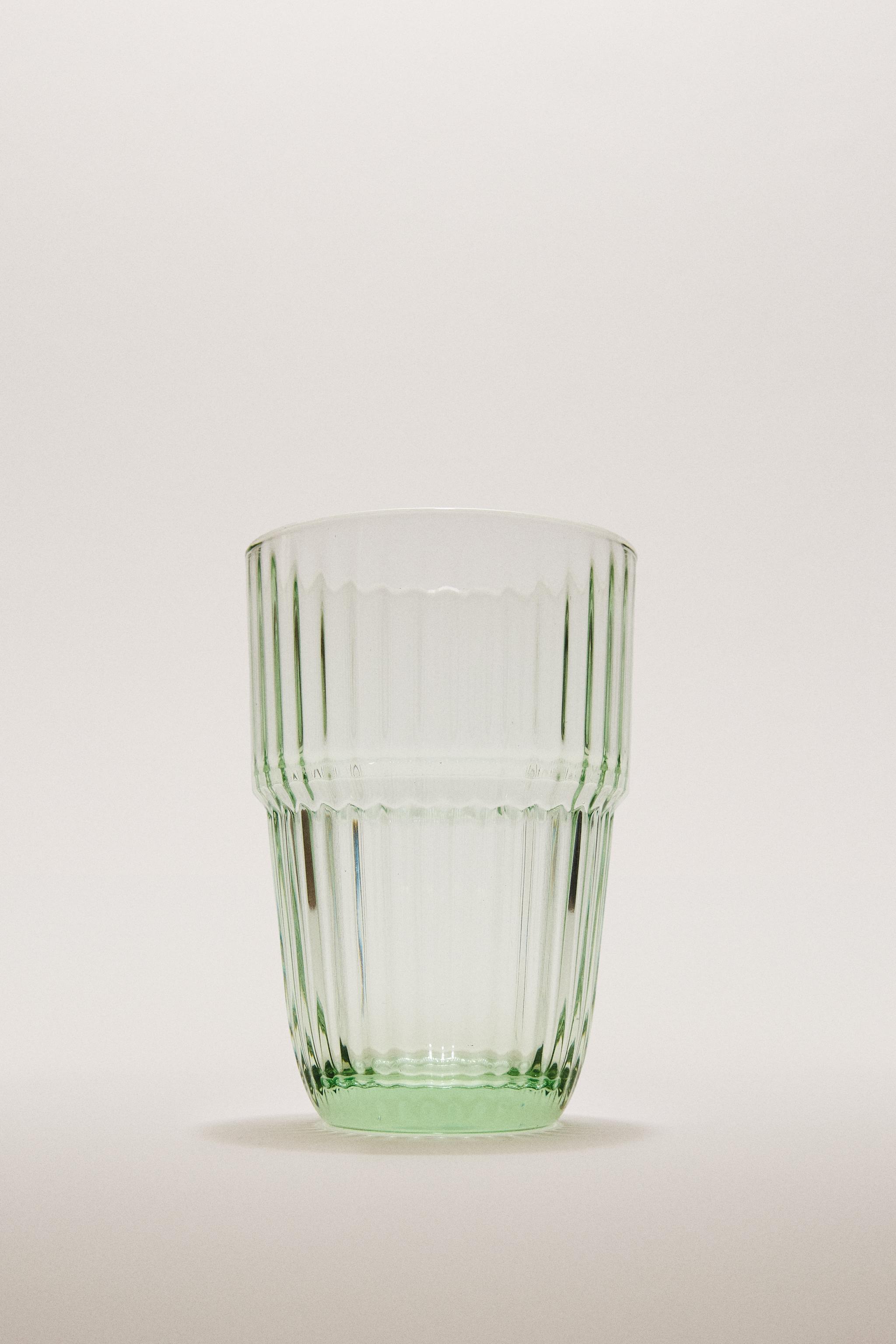 COLORED STRIPED GLASS TUMBLER