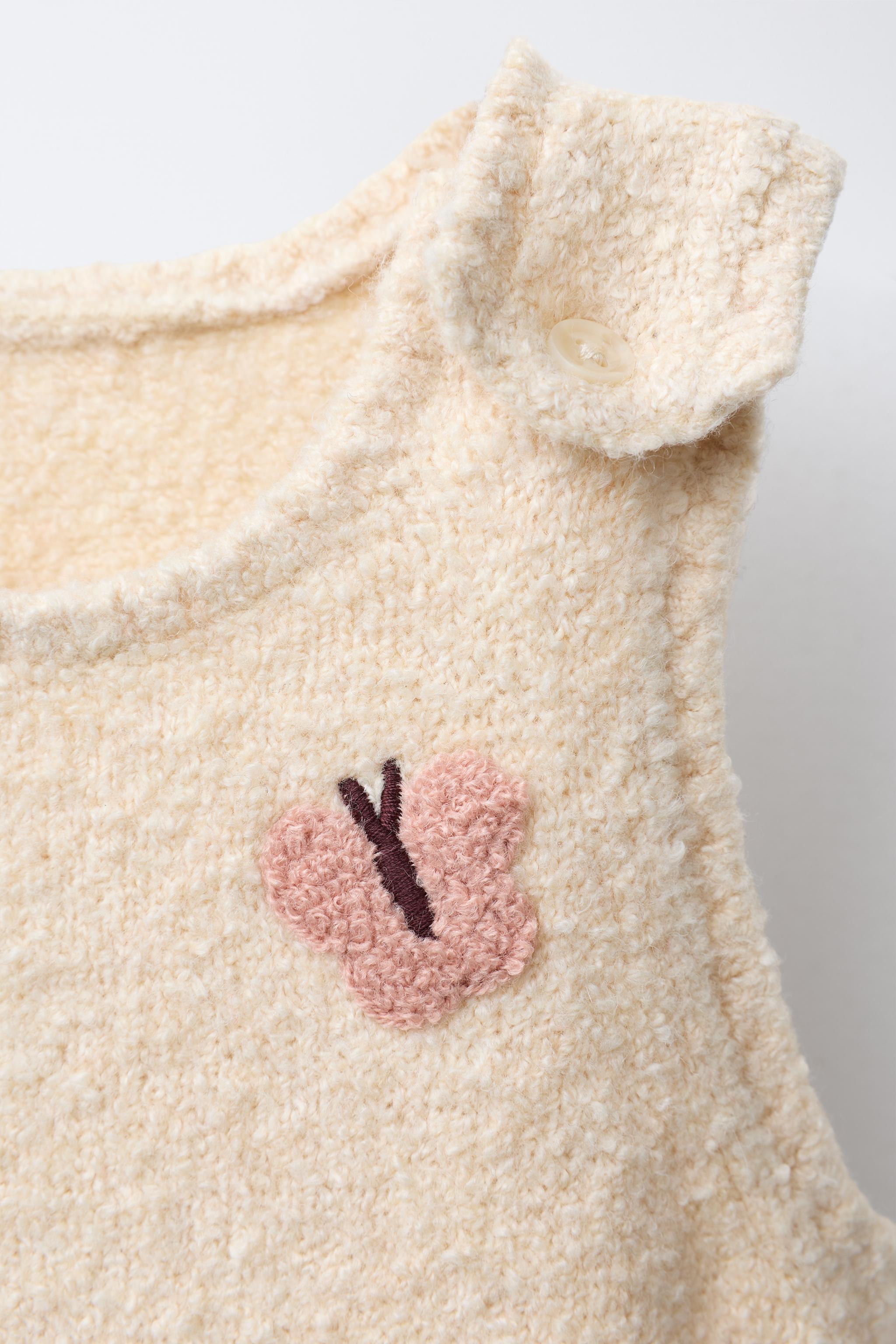EMBROIDERED BUTTERFLY KNIT OVERALLS