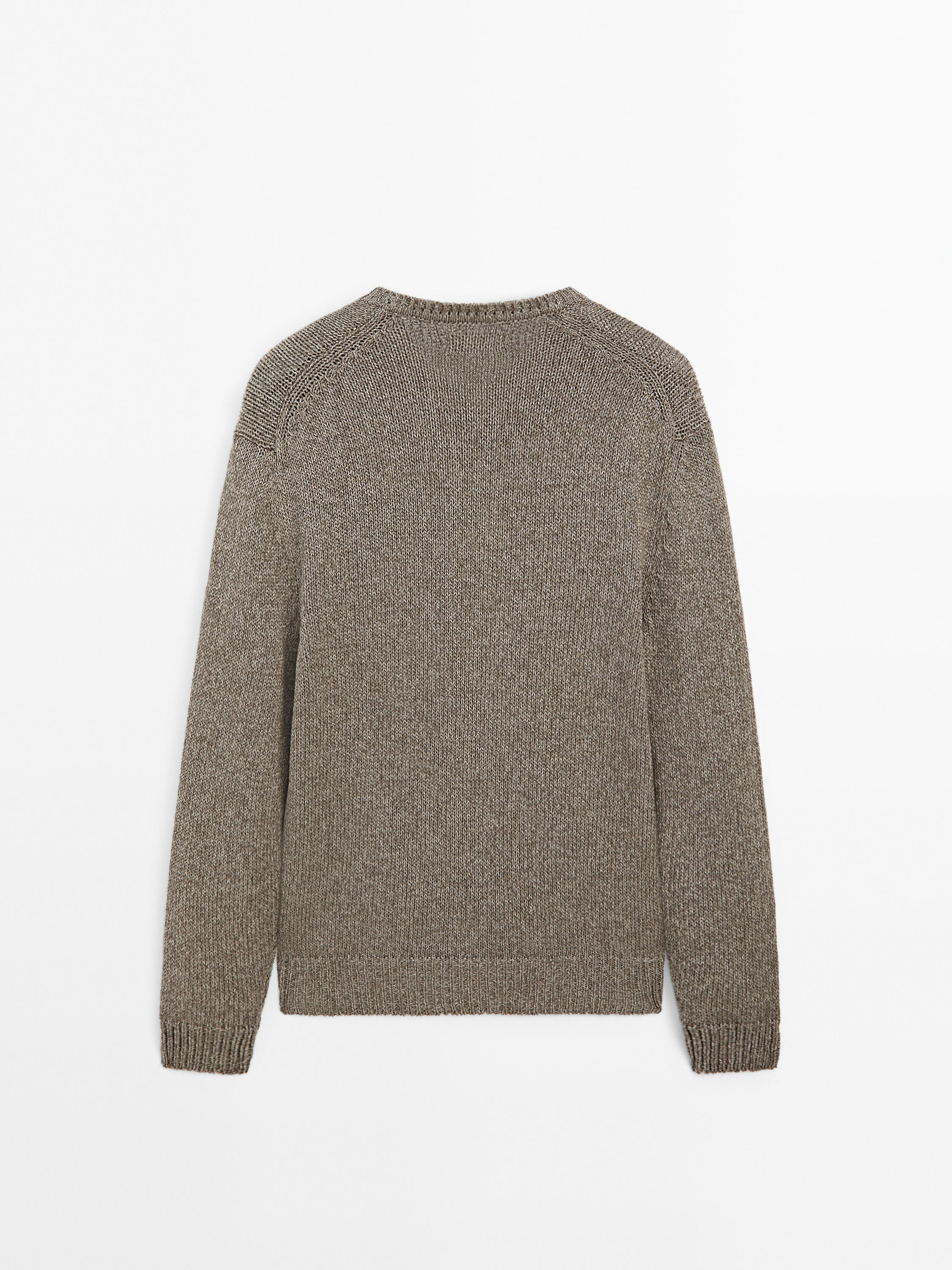 Melange knit V-neck sweater