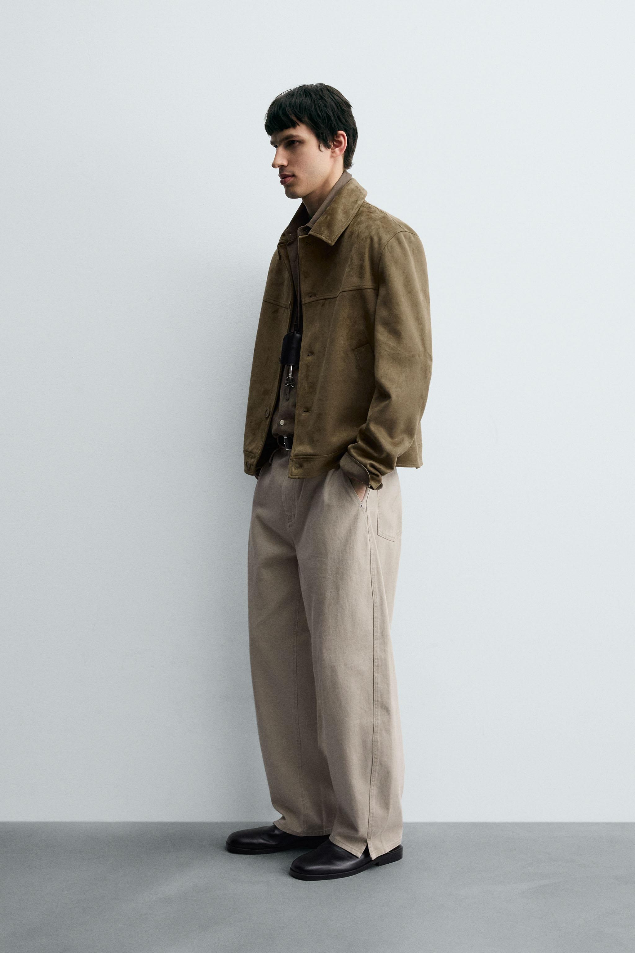 REGULAR FIT FAUX SUEDE JACKET