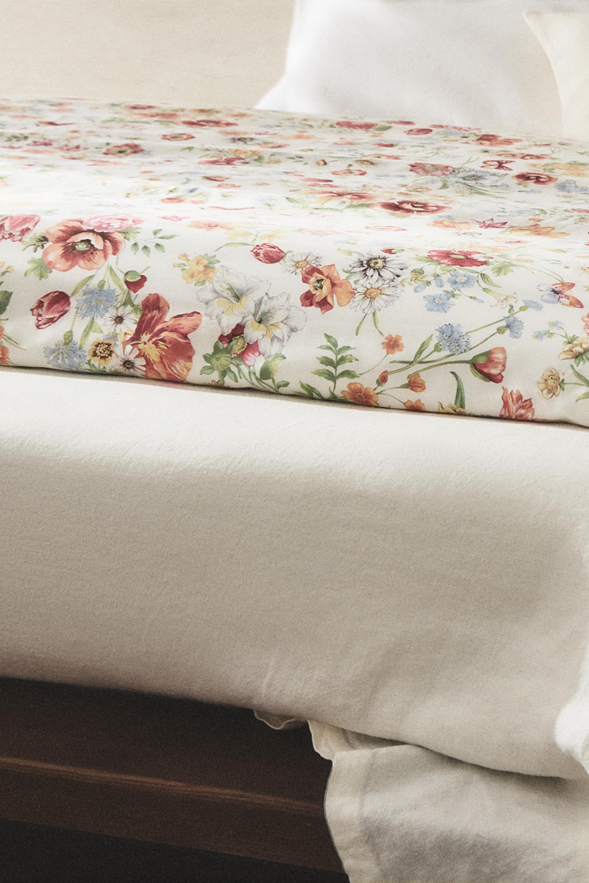 FLORAL PRINT SATEEN DUVET COVER