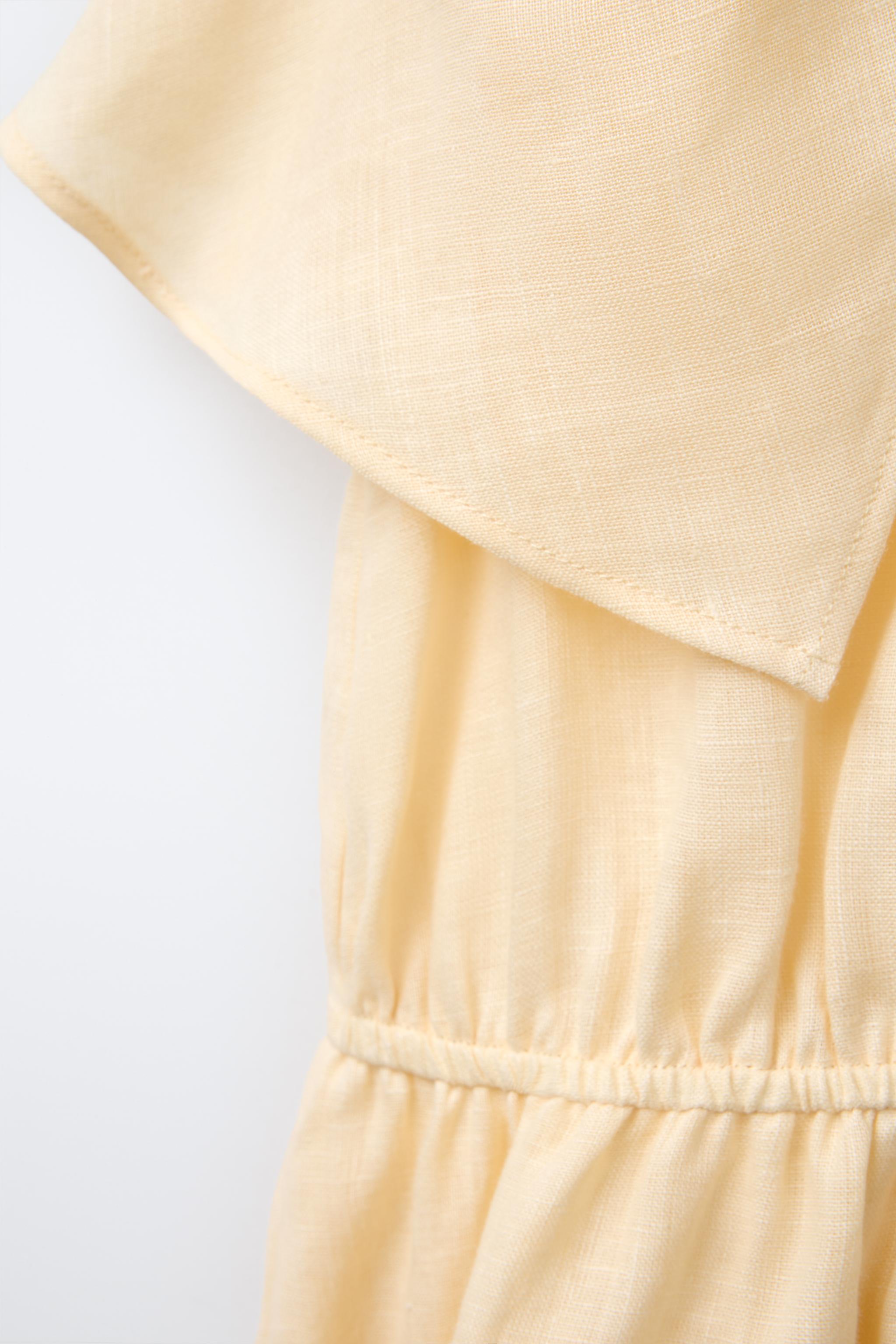 RUFFLED SHORT JUMPSUIT 100% LINEN