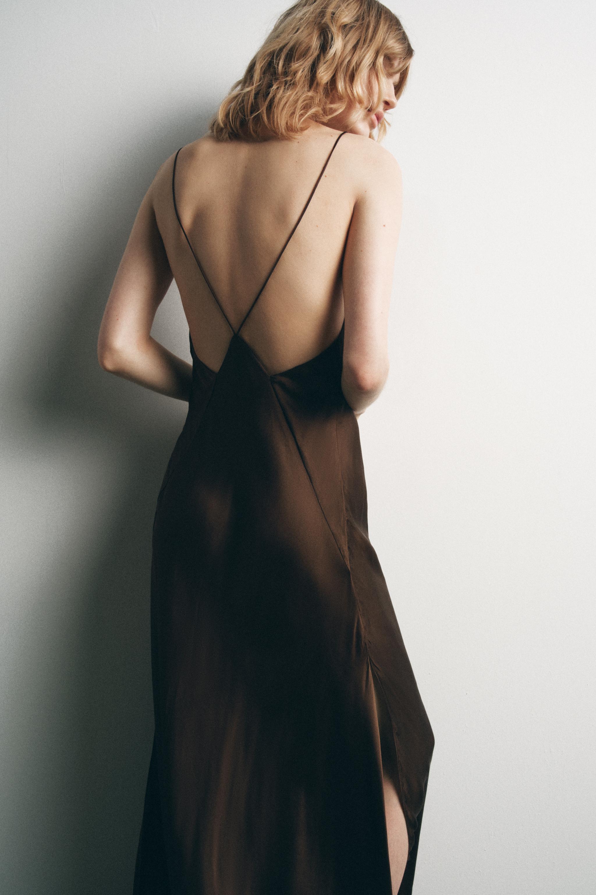 BACKLESS SATIN EFFECT DRESS