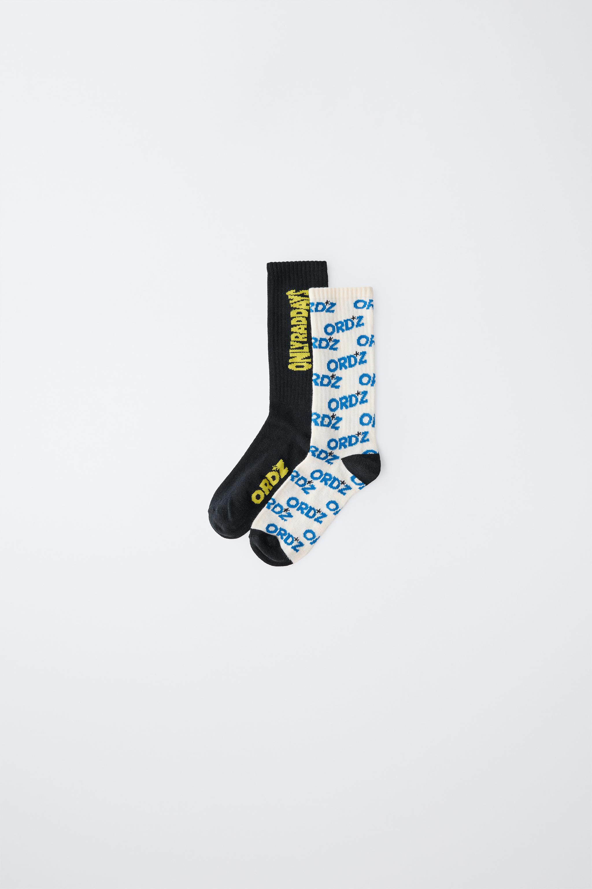 4-14 YEARS/ TWO-PACK OF TEXT LONG SOCKS