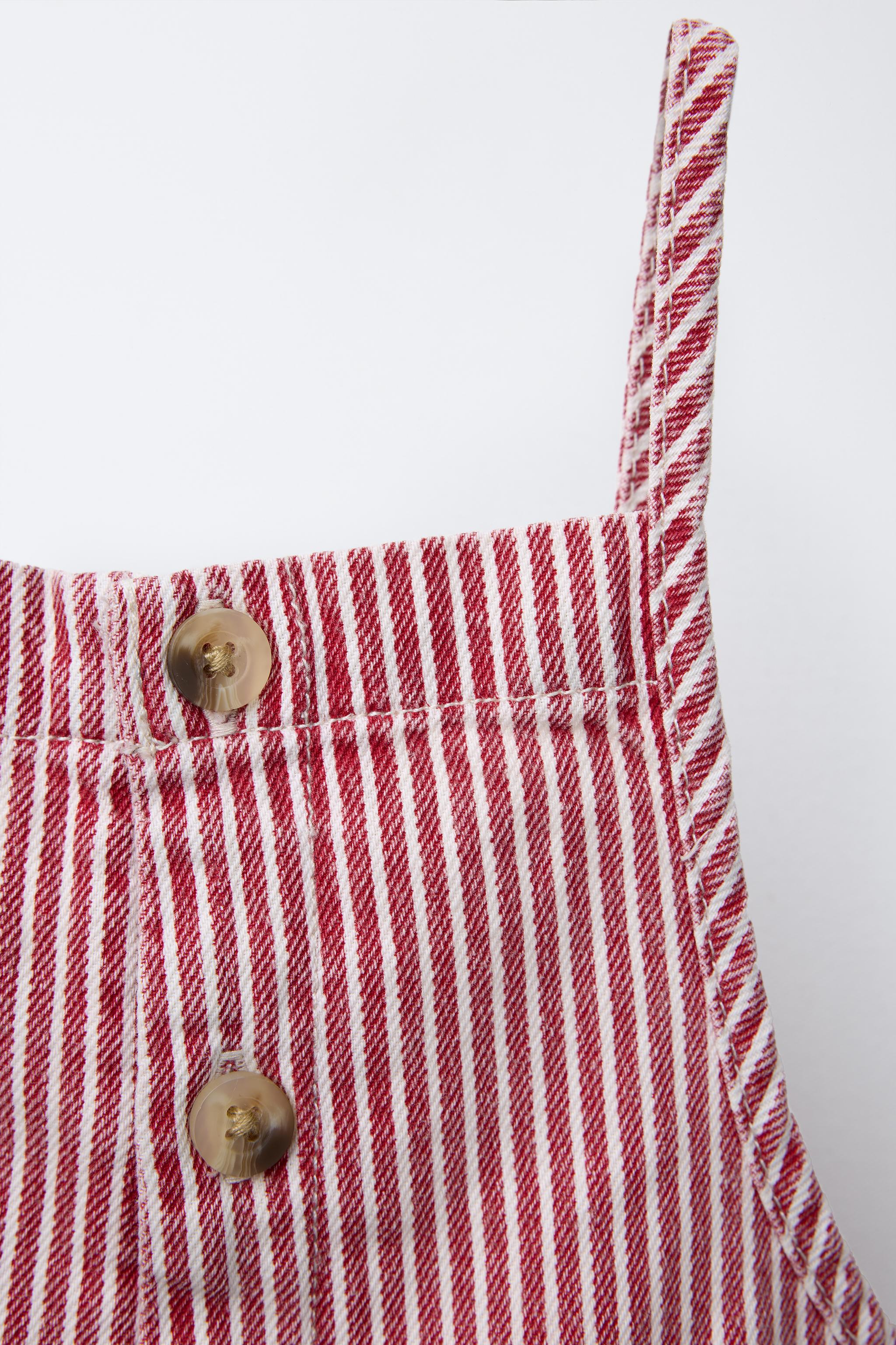 STRIPED TWILL LONG OVERALLS