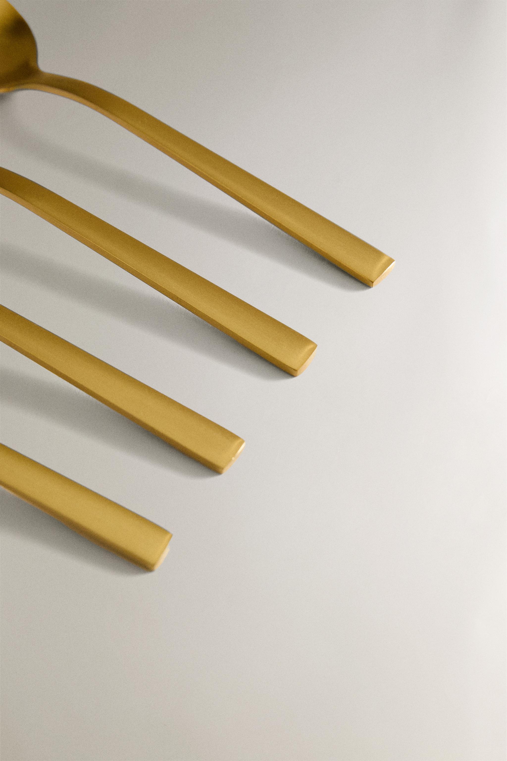 SET OF GOLD STEEL DESSERT SPOONS (SET OF 4)