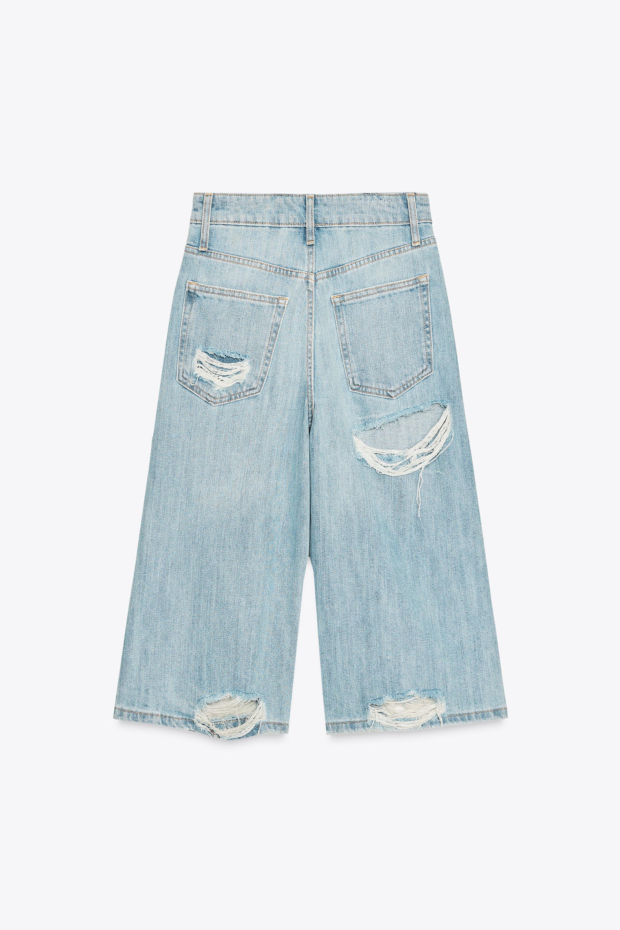 RIPPED LOW RISE TRF DENIM JORTS