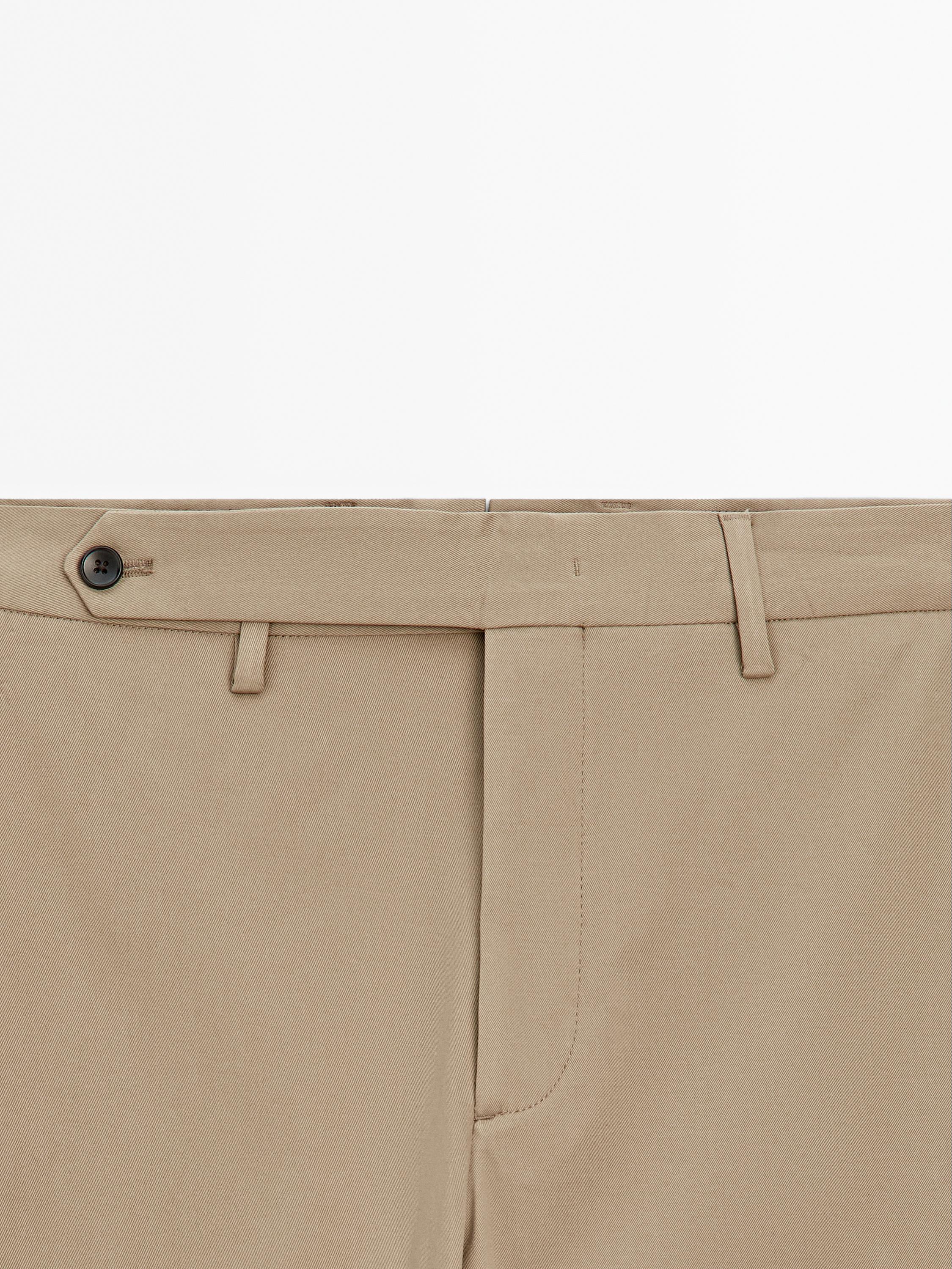 Cotton blend slim fit trousers