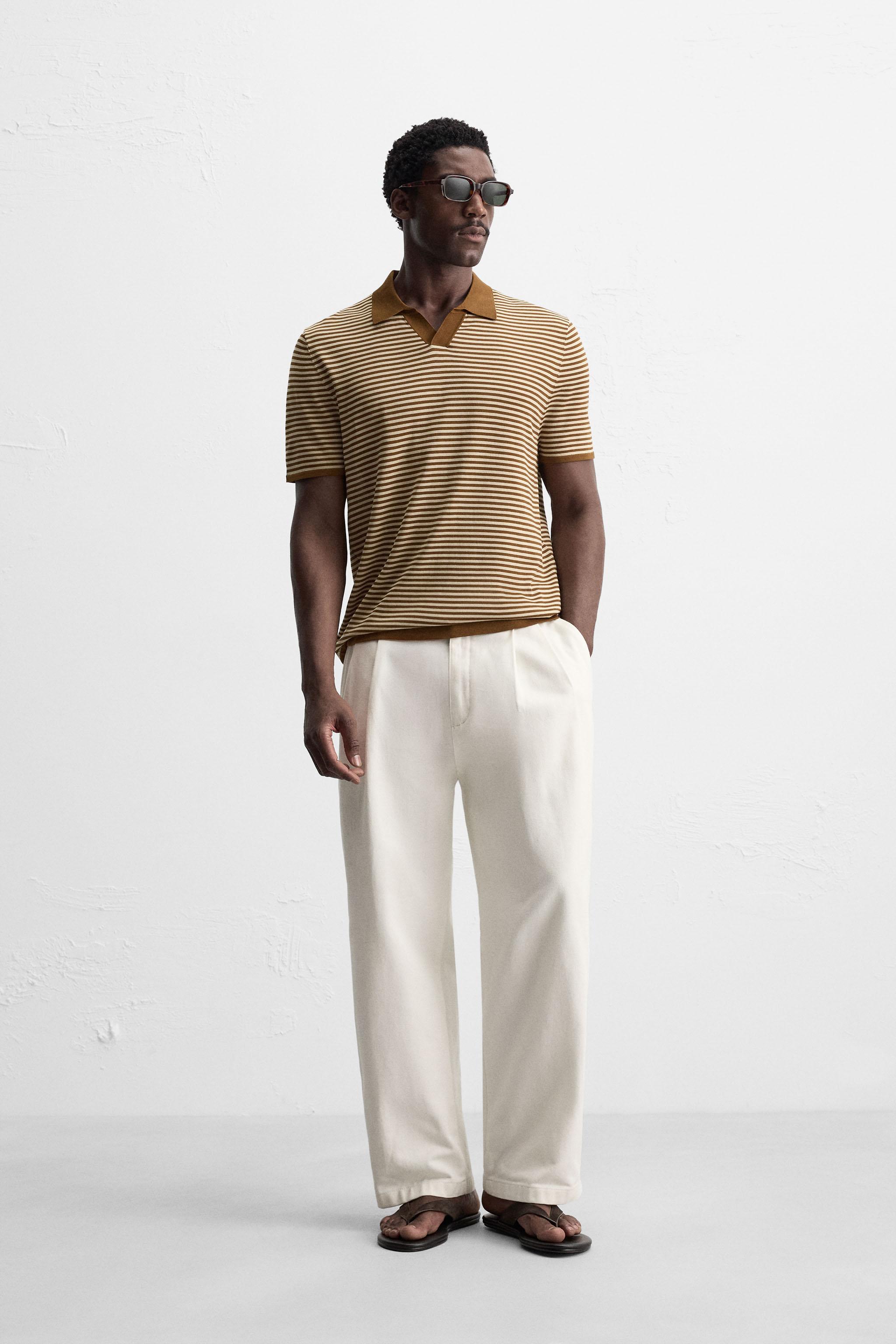 STRIPED KNIT POLO SHIRT