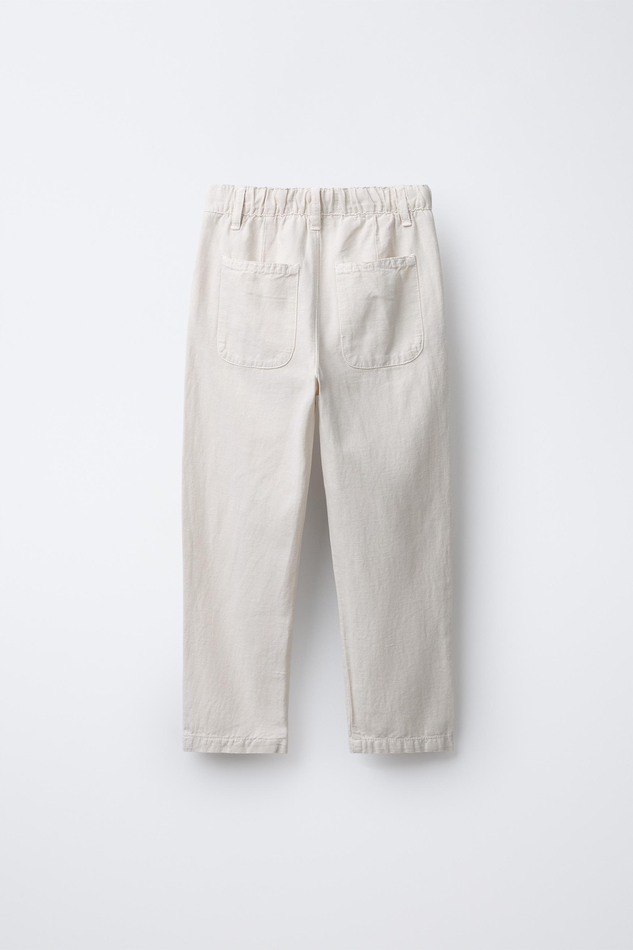 STRAIGHT-LEG COTTON-LINEN PANTS