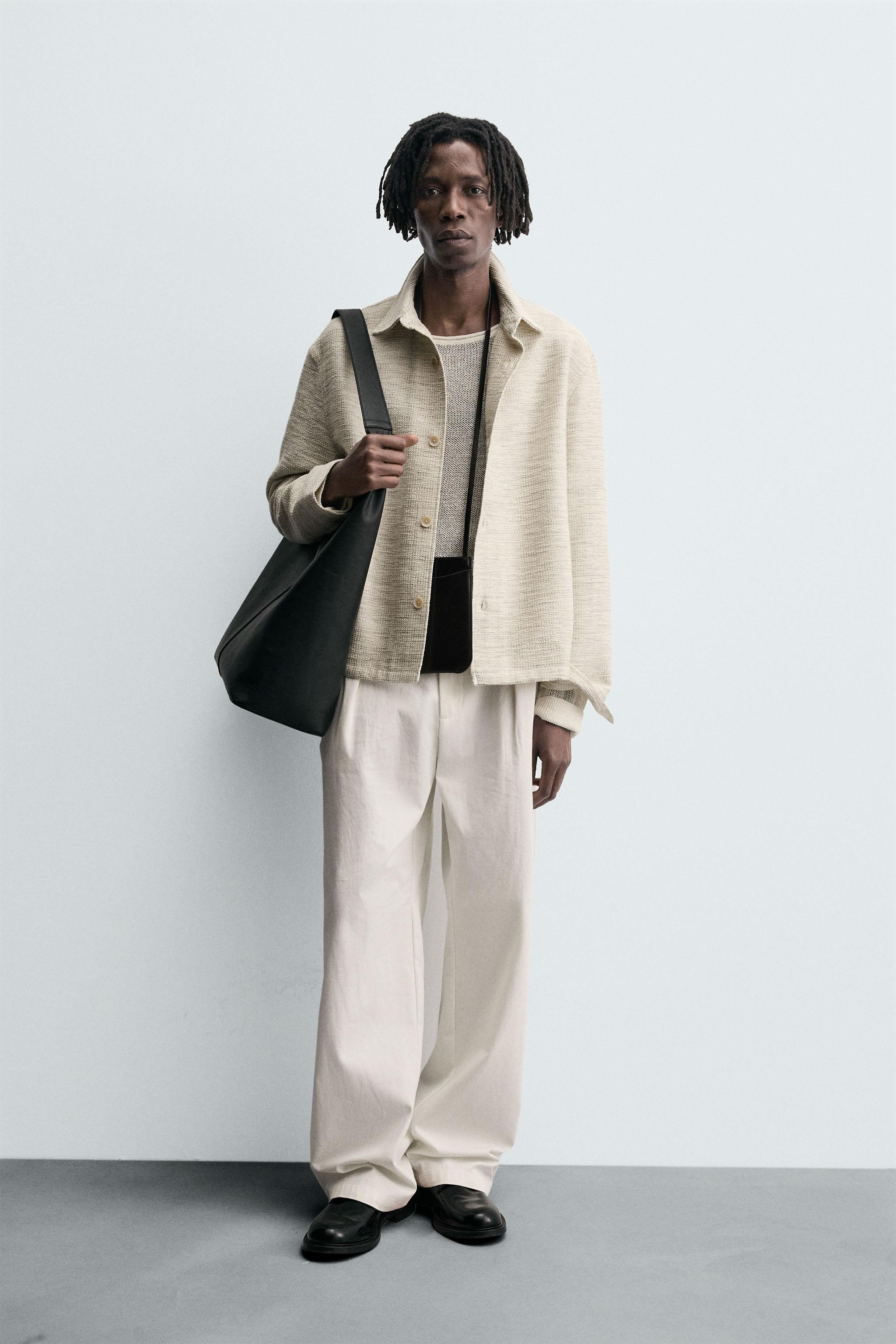 CONTRAST TEXTURED OVERSHIRT