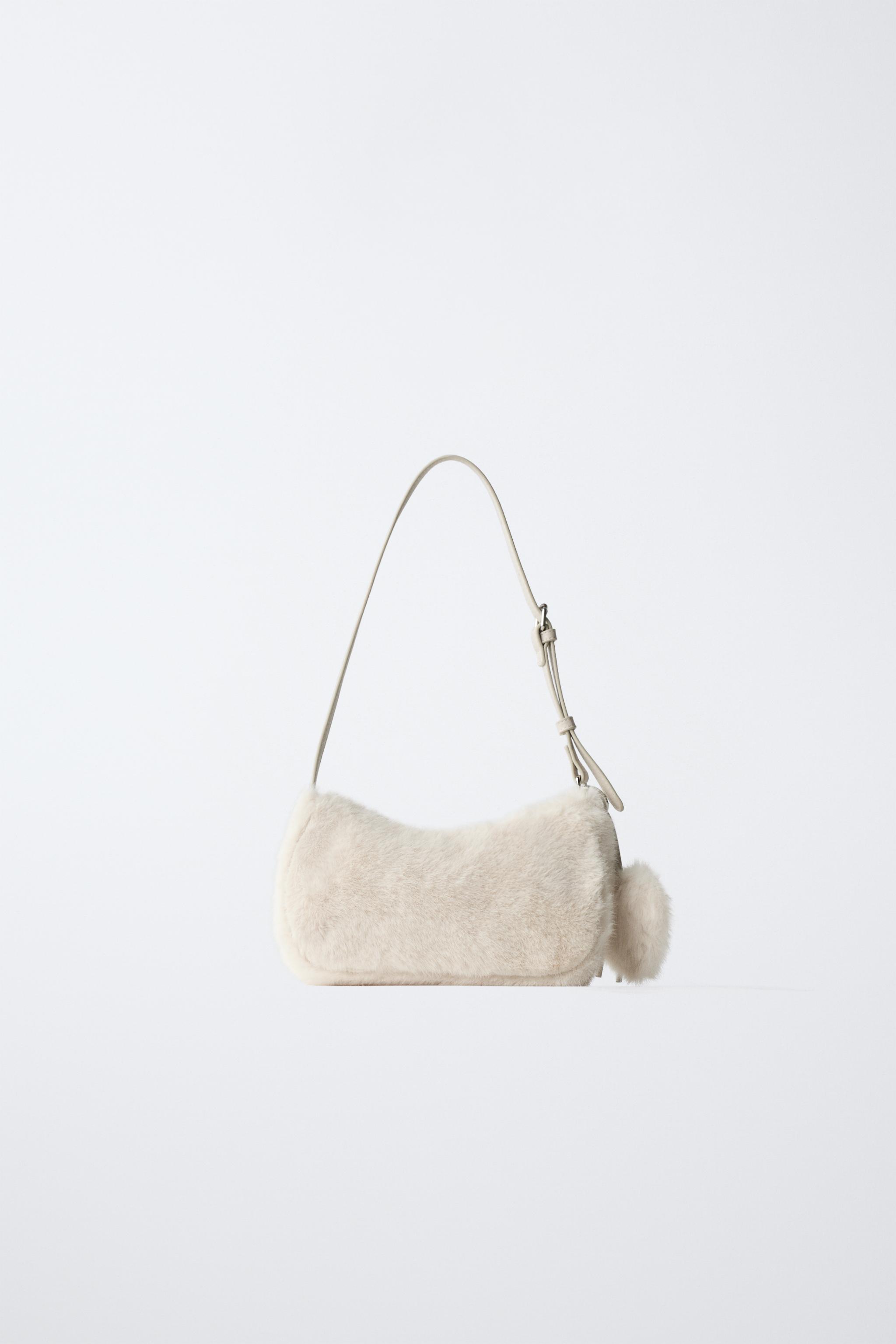 FAUX FUR SHOULDER BAG WITH CHARM