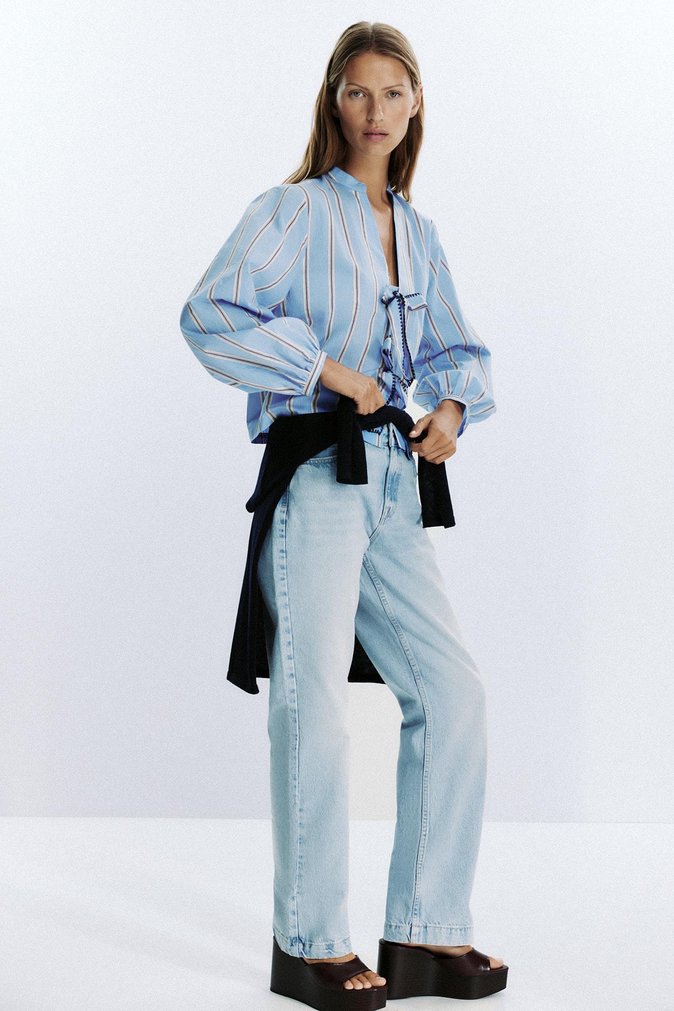 STRIPED POPLIN SHIRT WITH TIES