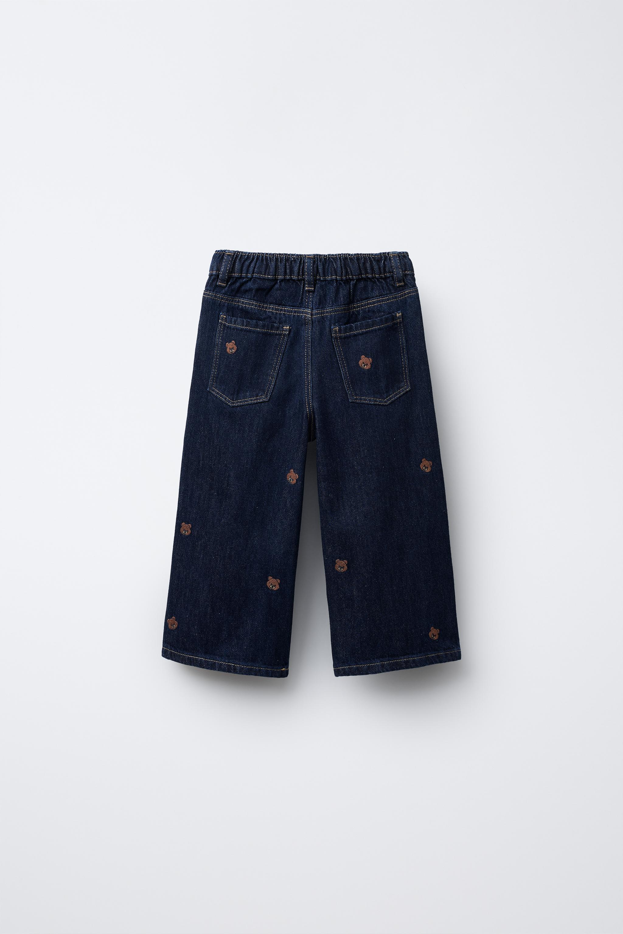 EMBROIDERED BEAR CULOTTE JEANS