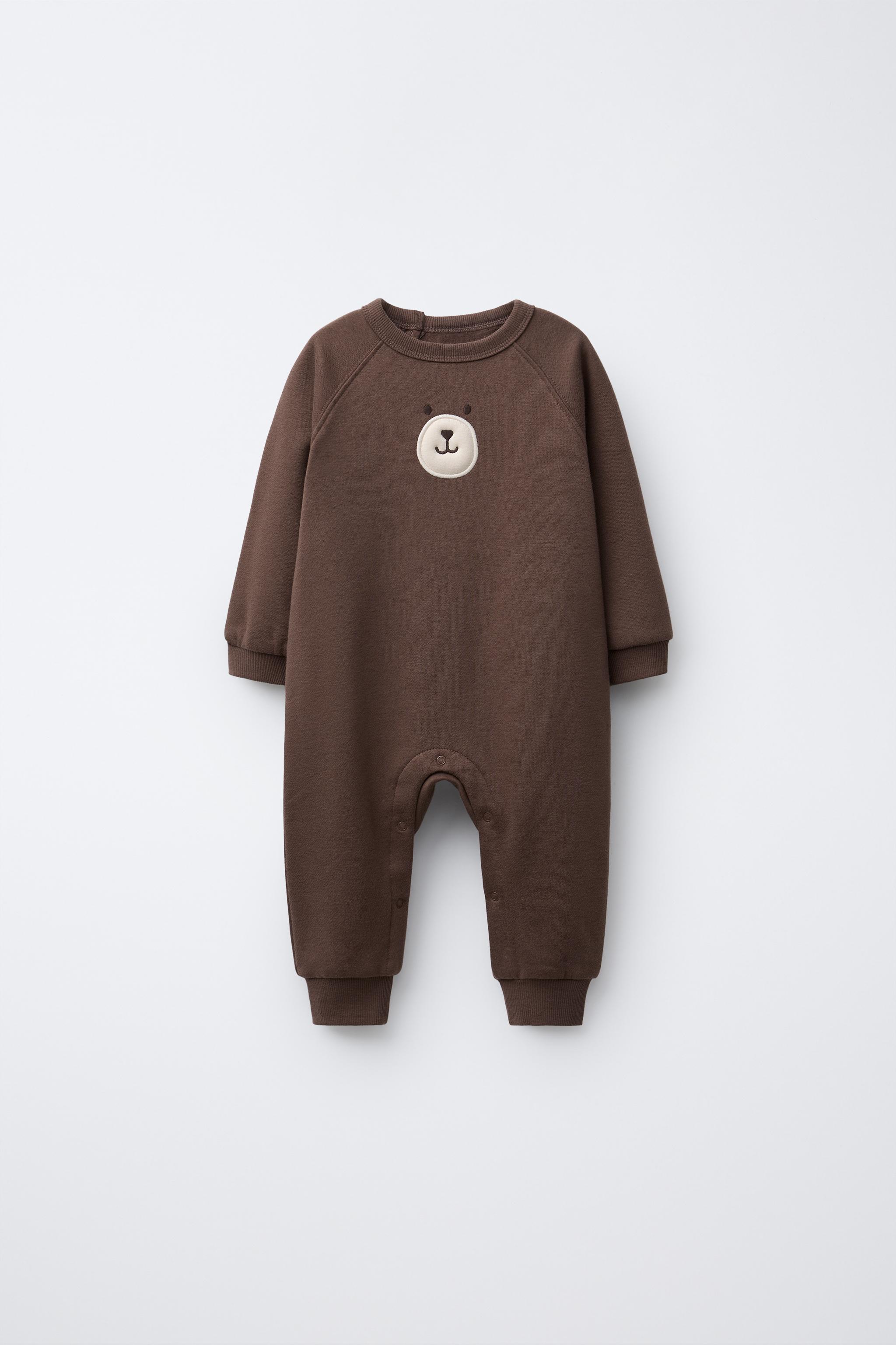 EMBROIDERED BEAR PLUSH JUMPSUIT