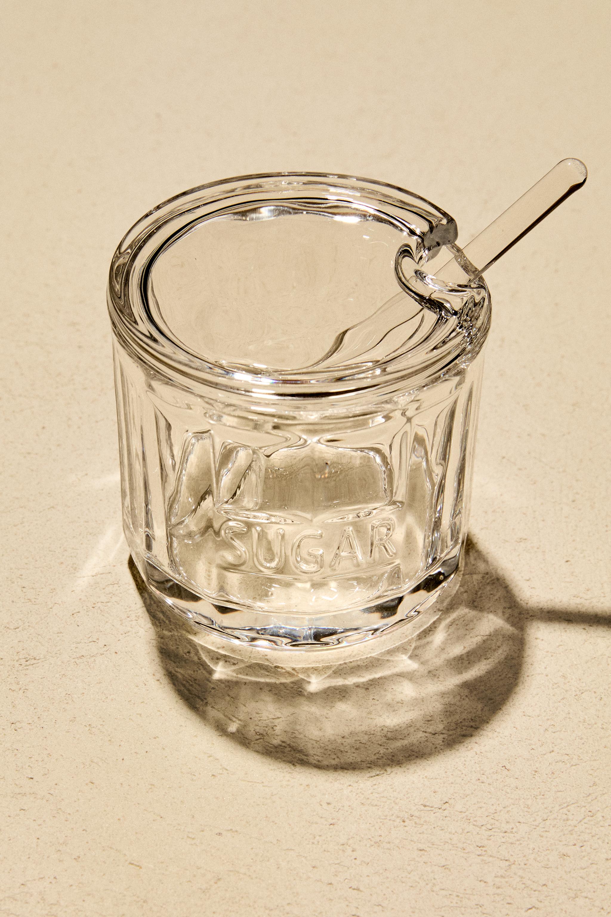 GLASS SUGAR BOWL WITH LID