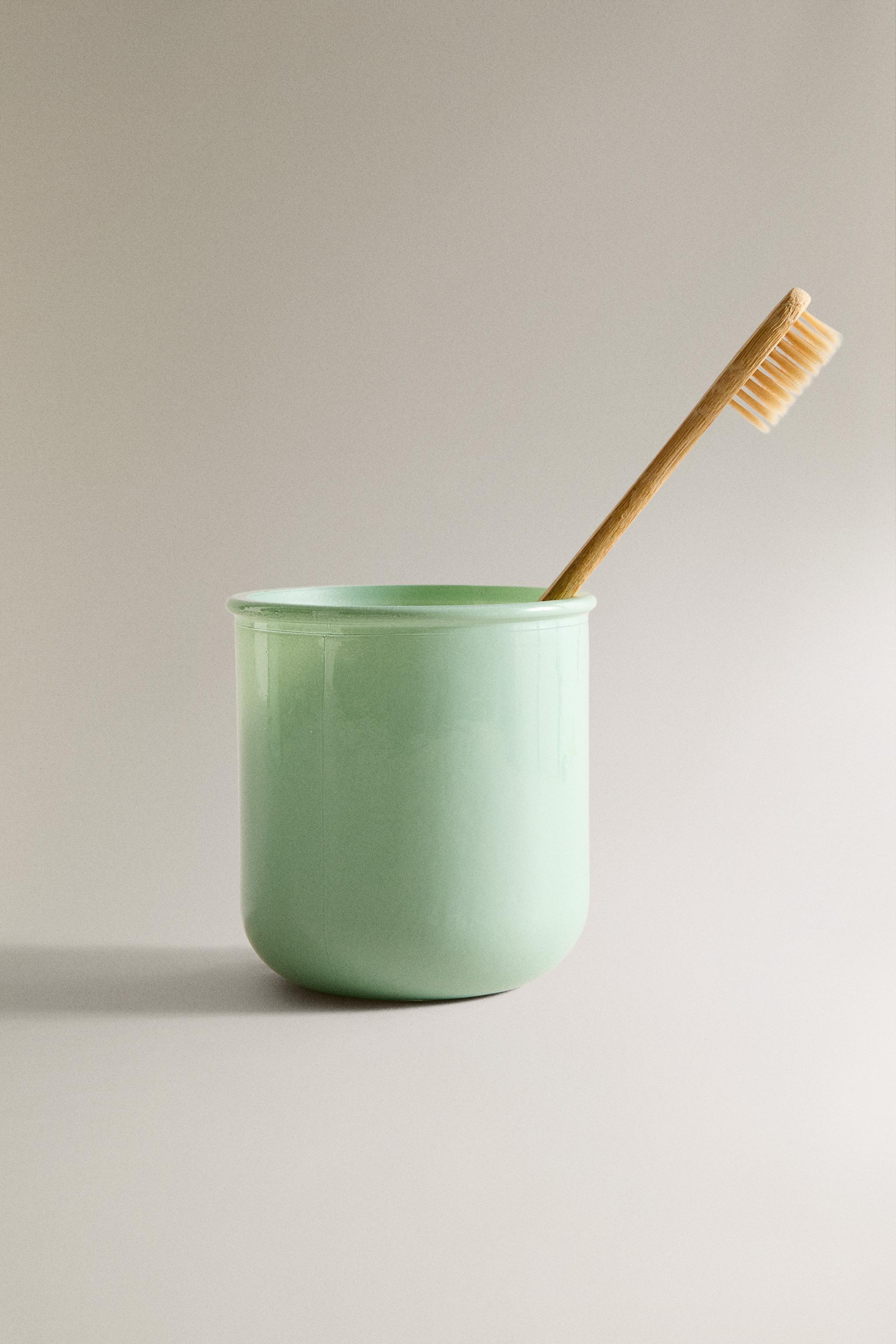 JADE GLASS TOOTHBRUSH HOLDER