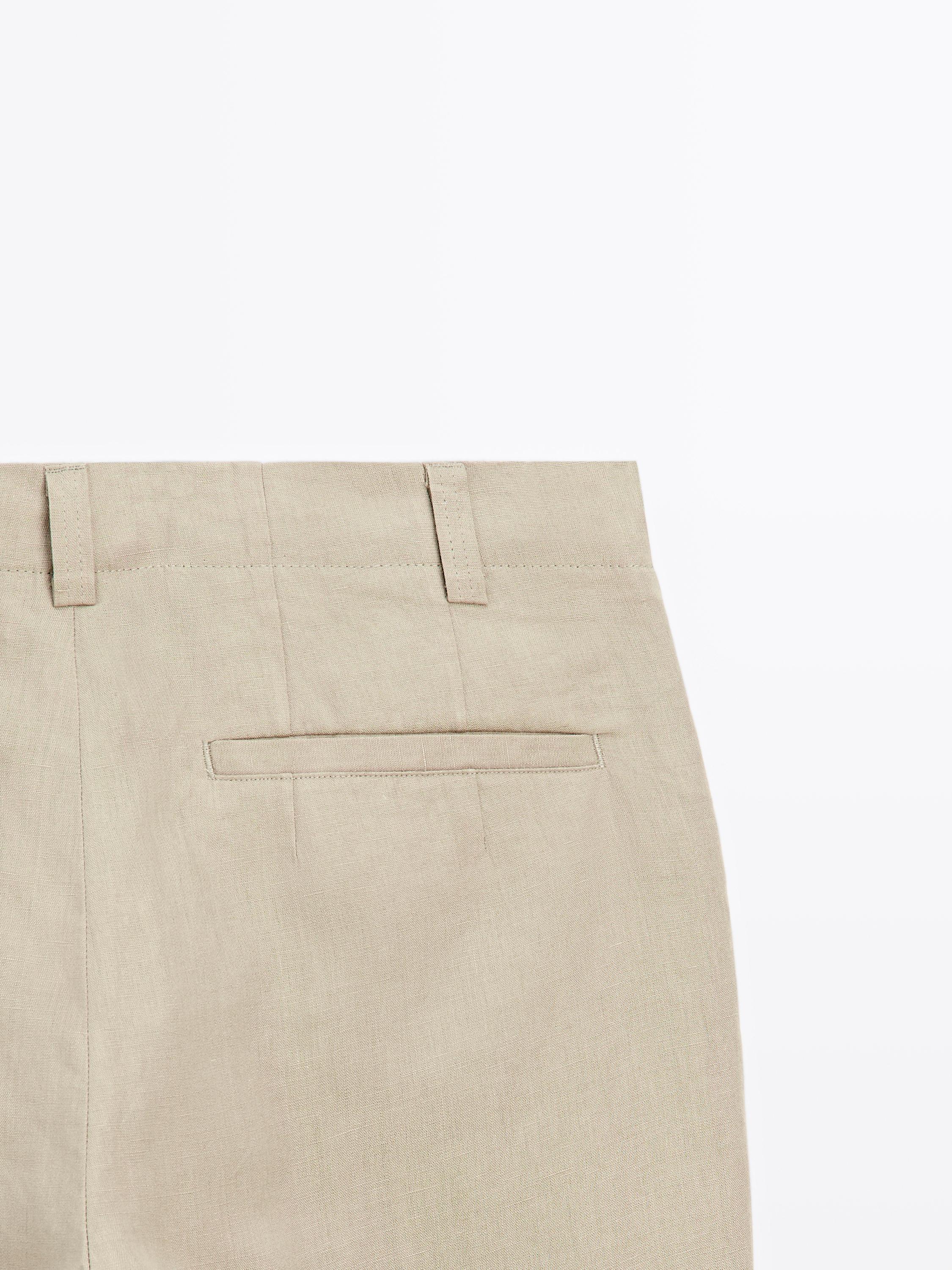 100% linen total look wide-leg trousers