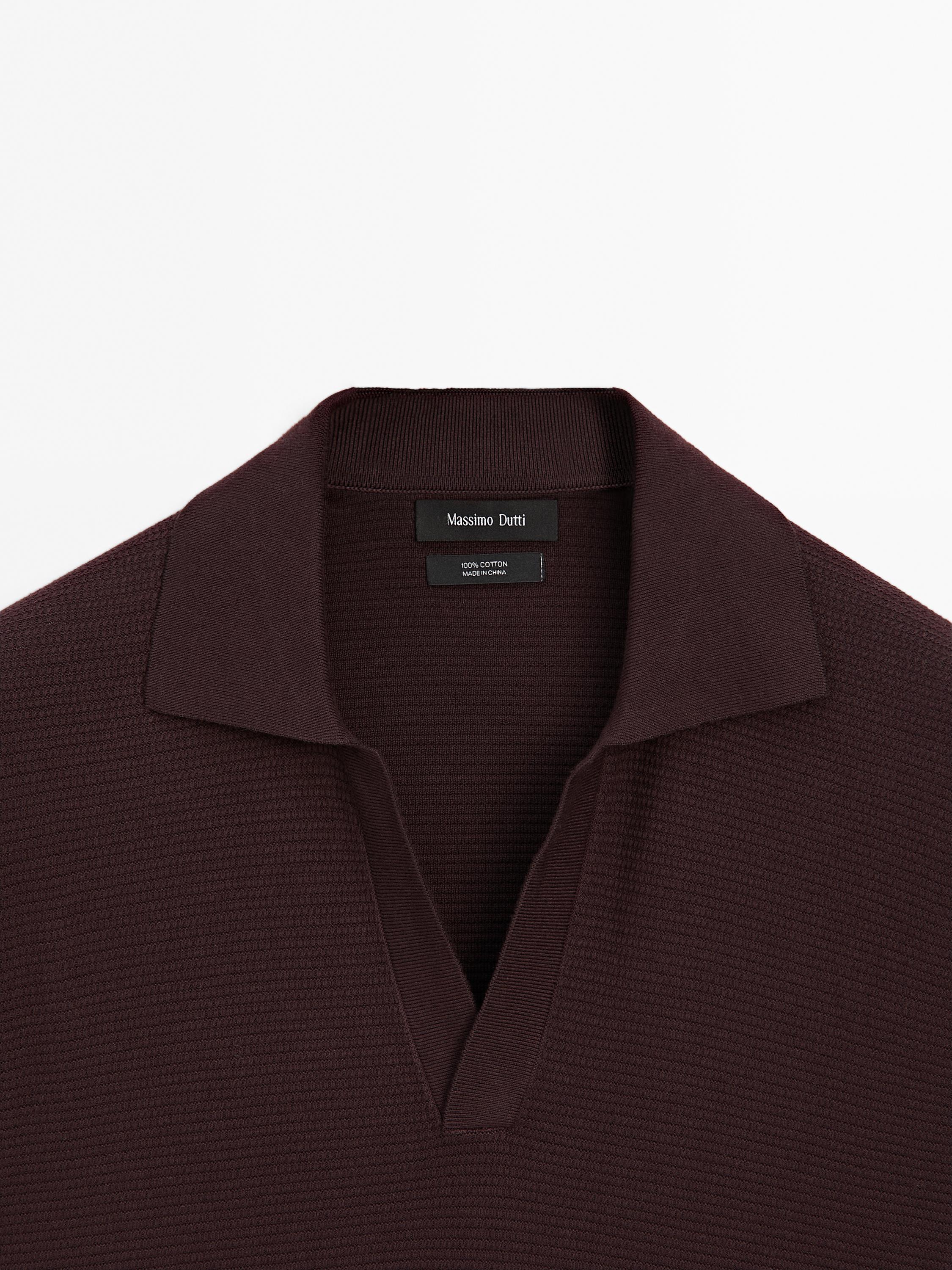 Knit V-neck polo shirt