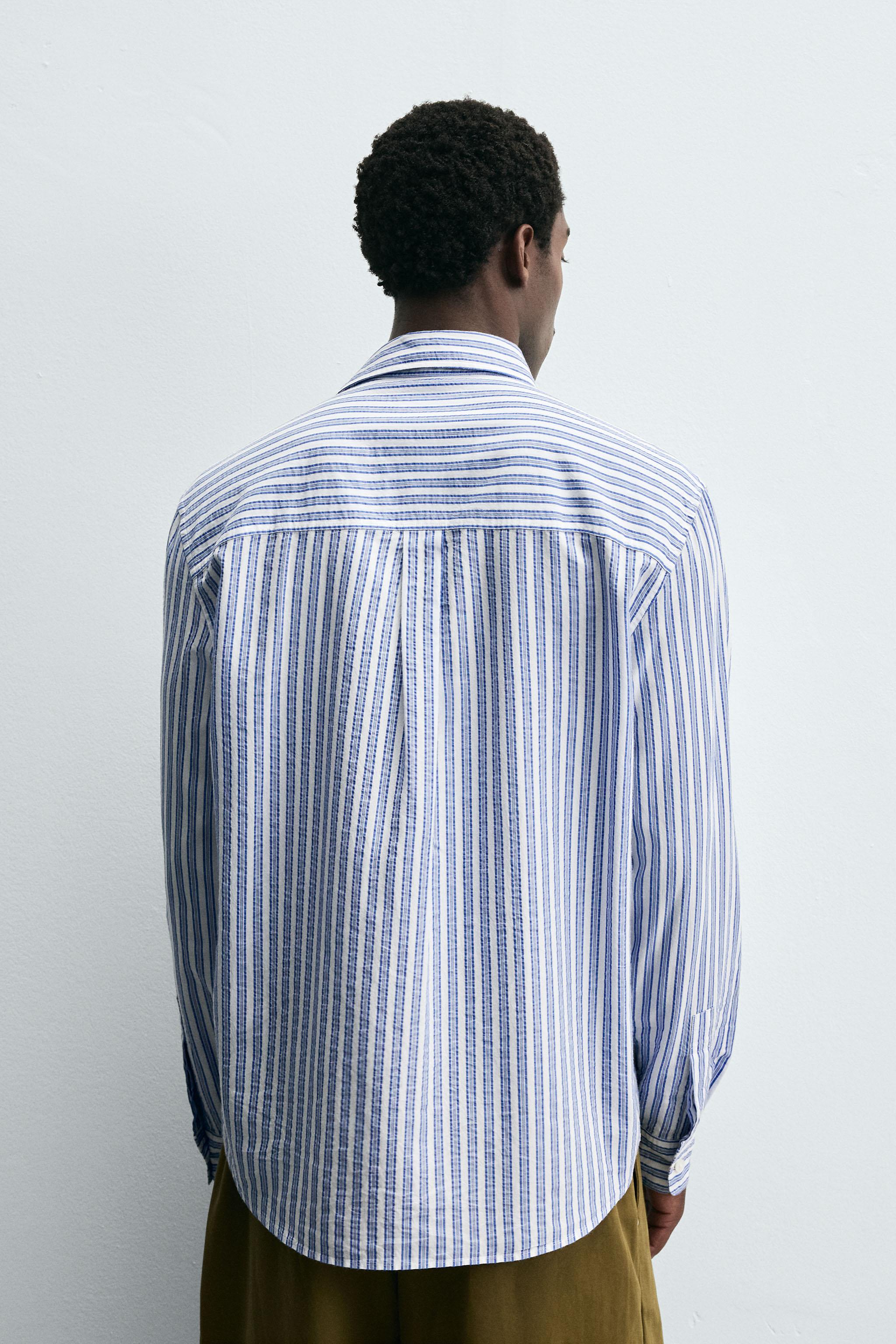 WRINKLED EFFECT STRIPED SHIRT