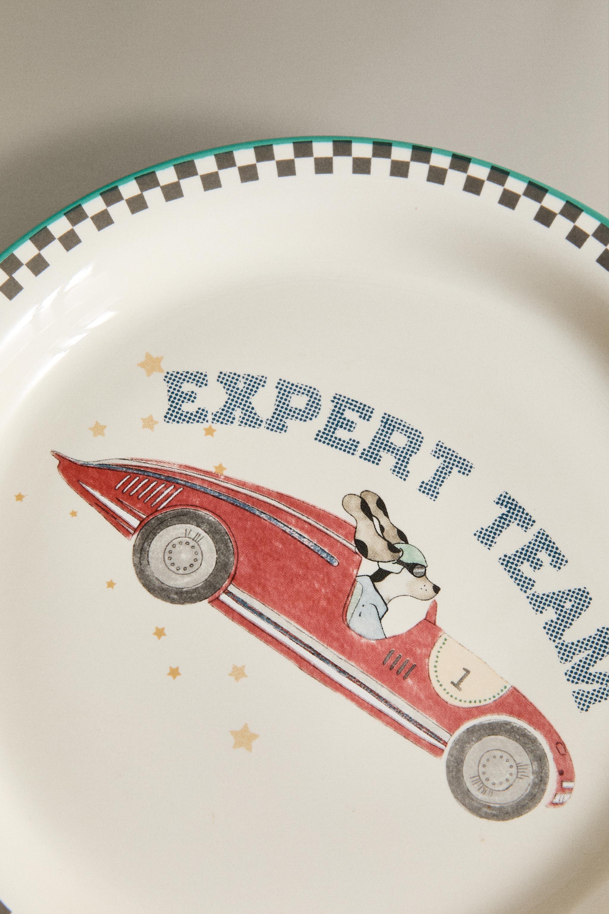 CHILDREN'S CERAMIC RACING DOG PLATE