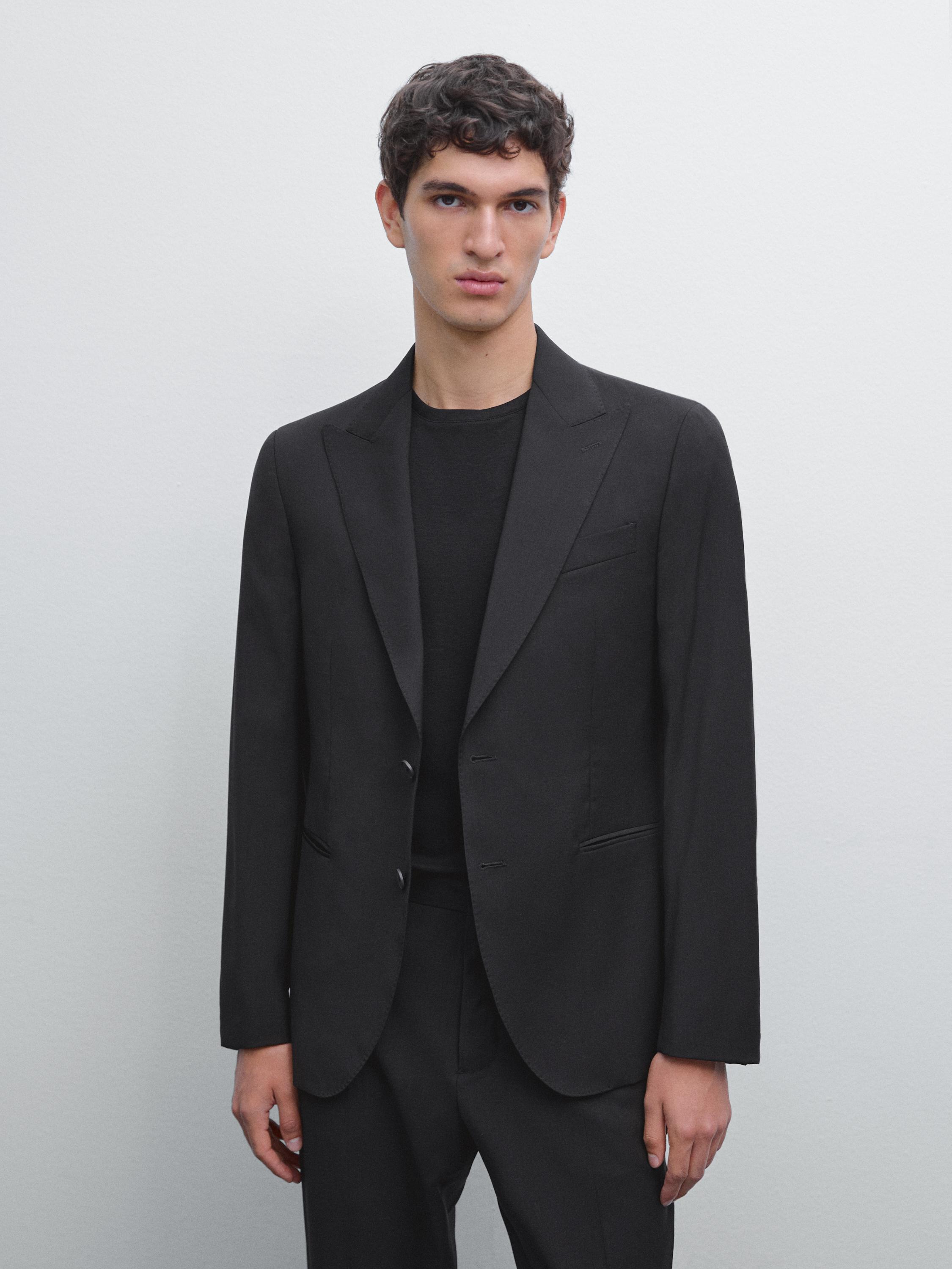 Plain 100% wool suit blazer