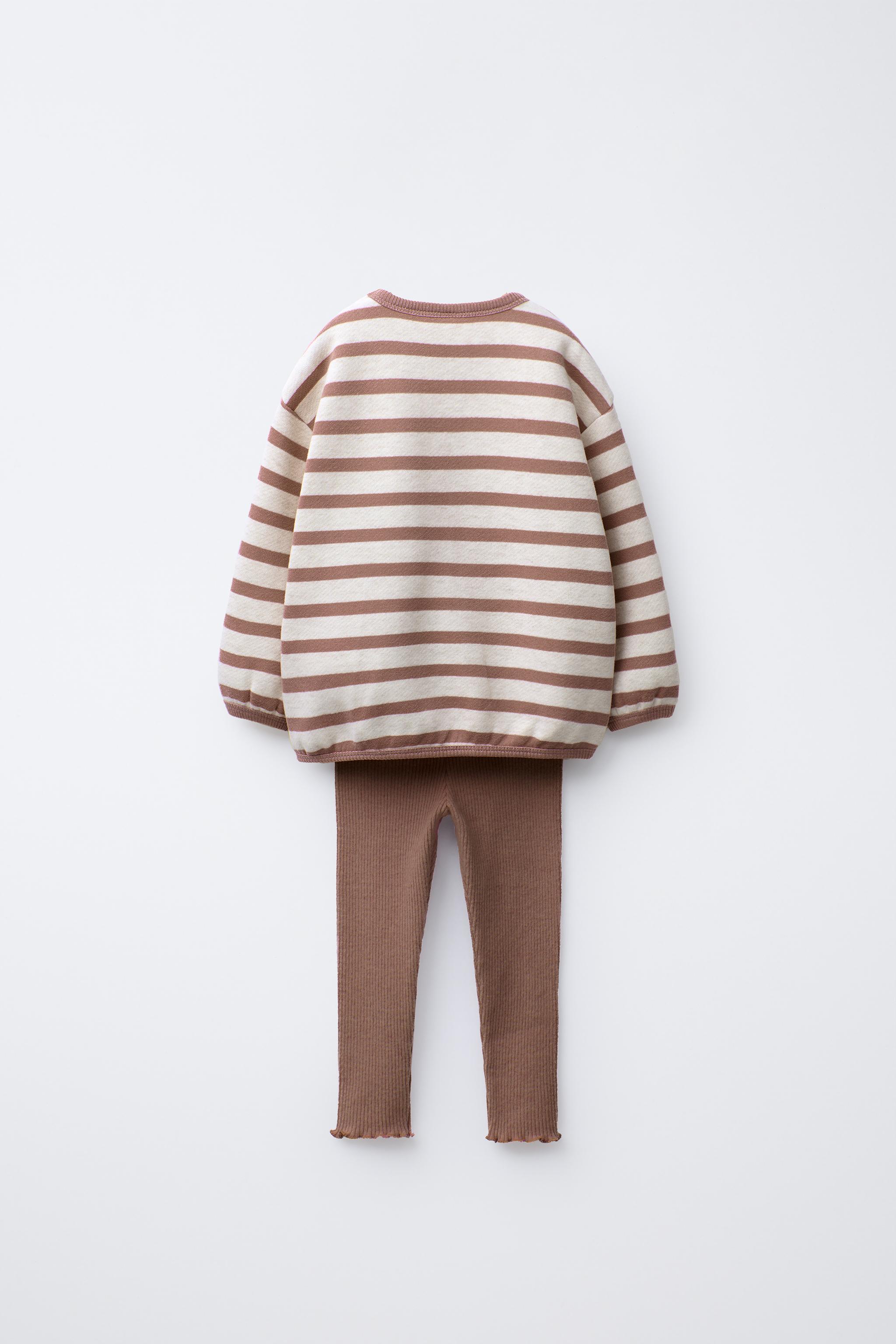 STRIPED SWEATSHIRT AND SOFT RIBBED LEGGINGS SET