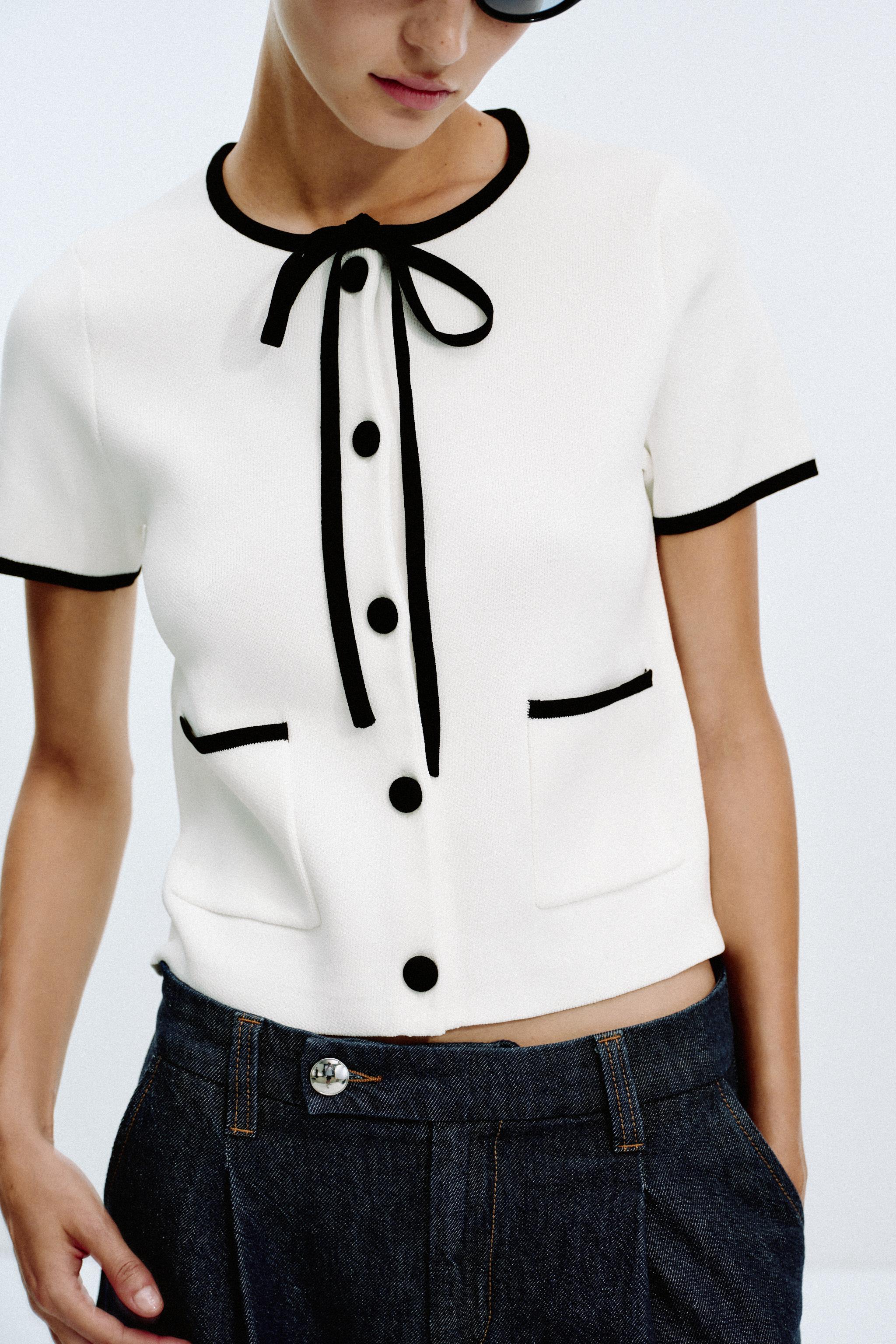 CONTRAST TRIM CARDIGAN