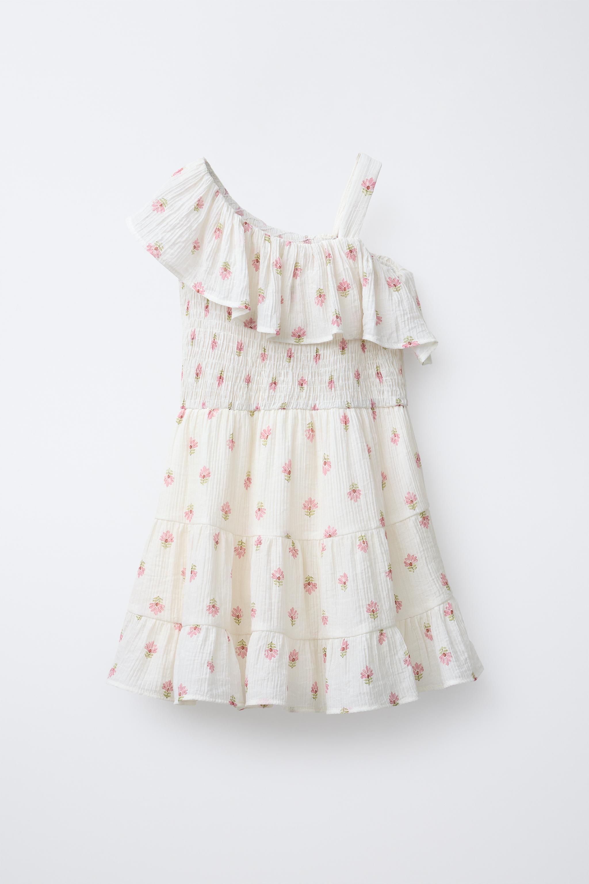 TEXTURED RUFFLED FLORAL DRESS