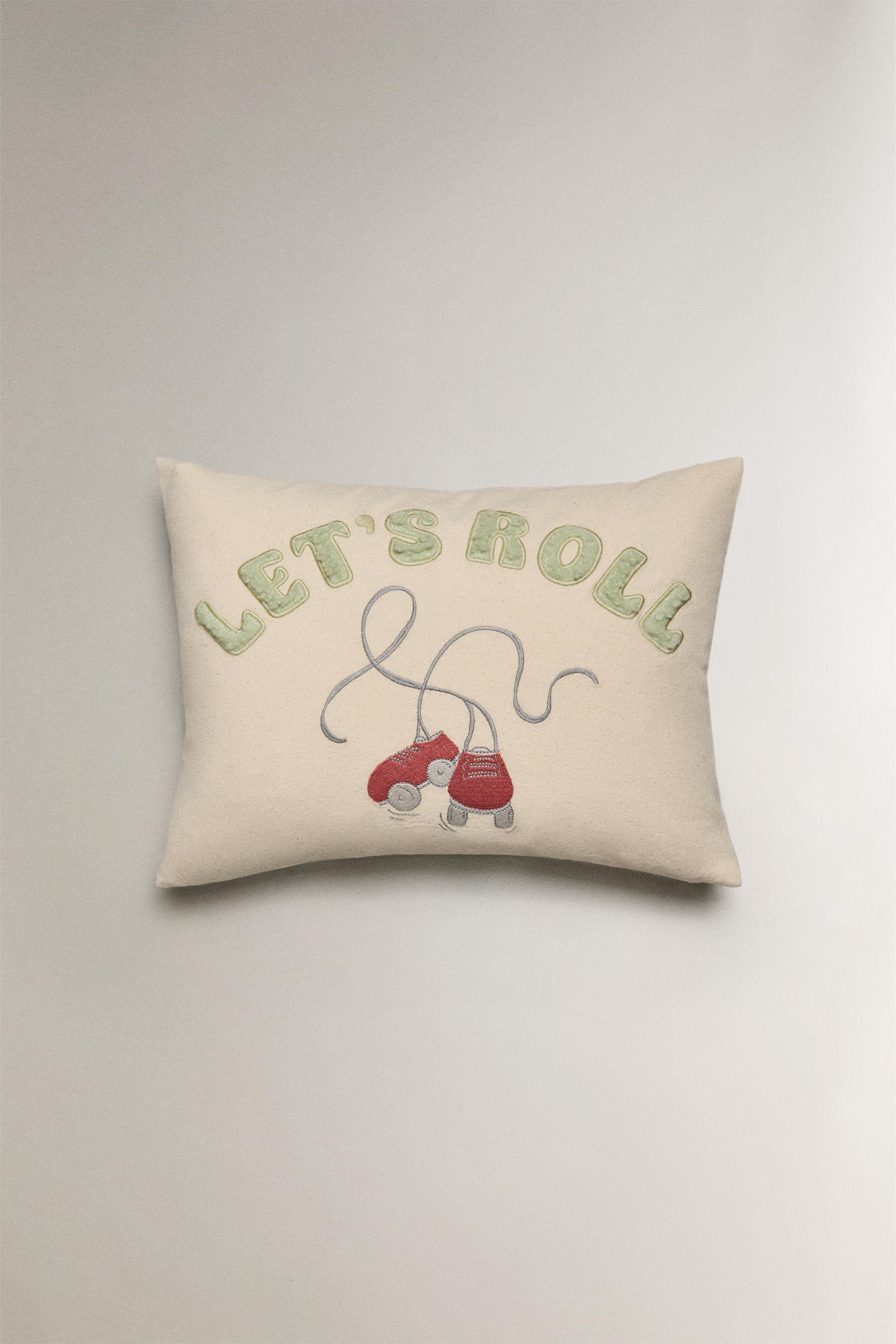 CHILDREN'S LET'S ROLL COTTON THROW PILLOW COVER