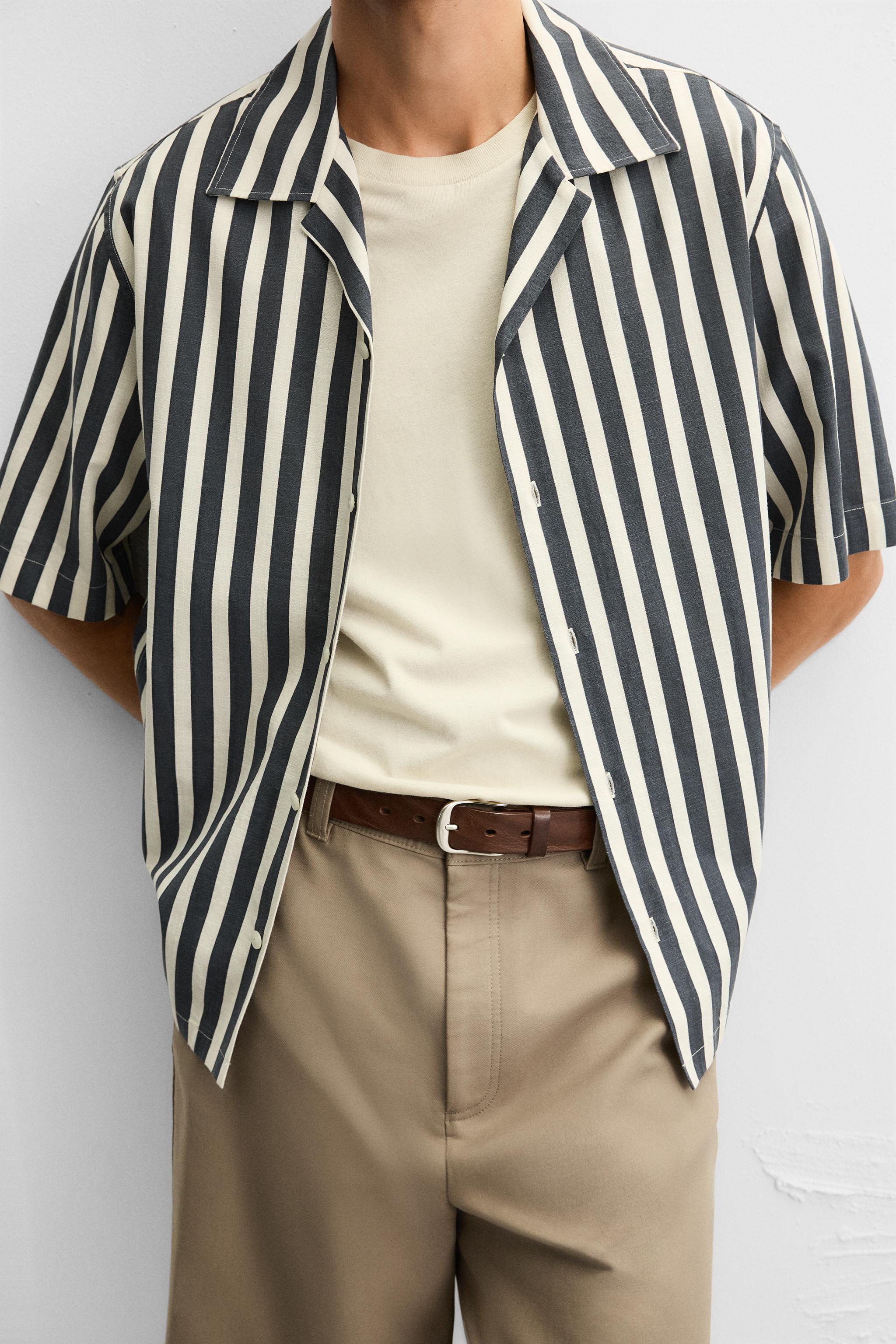 TEXTURED WEAVE STRIPED SHIRT