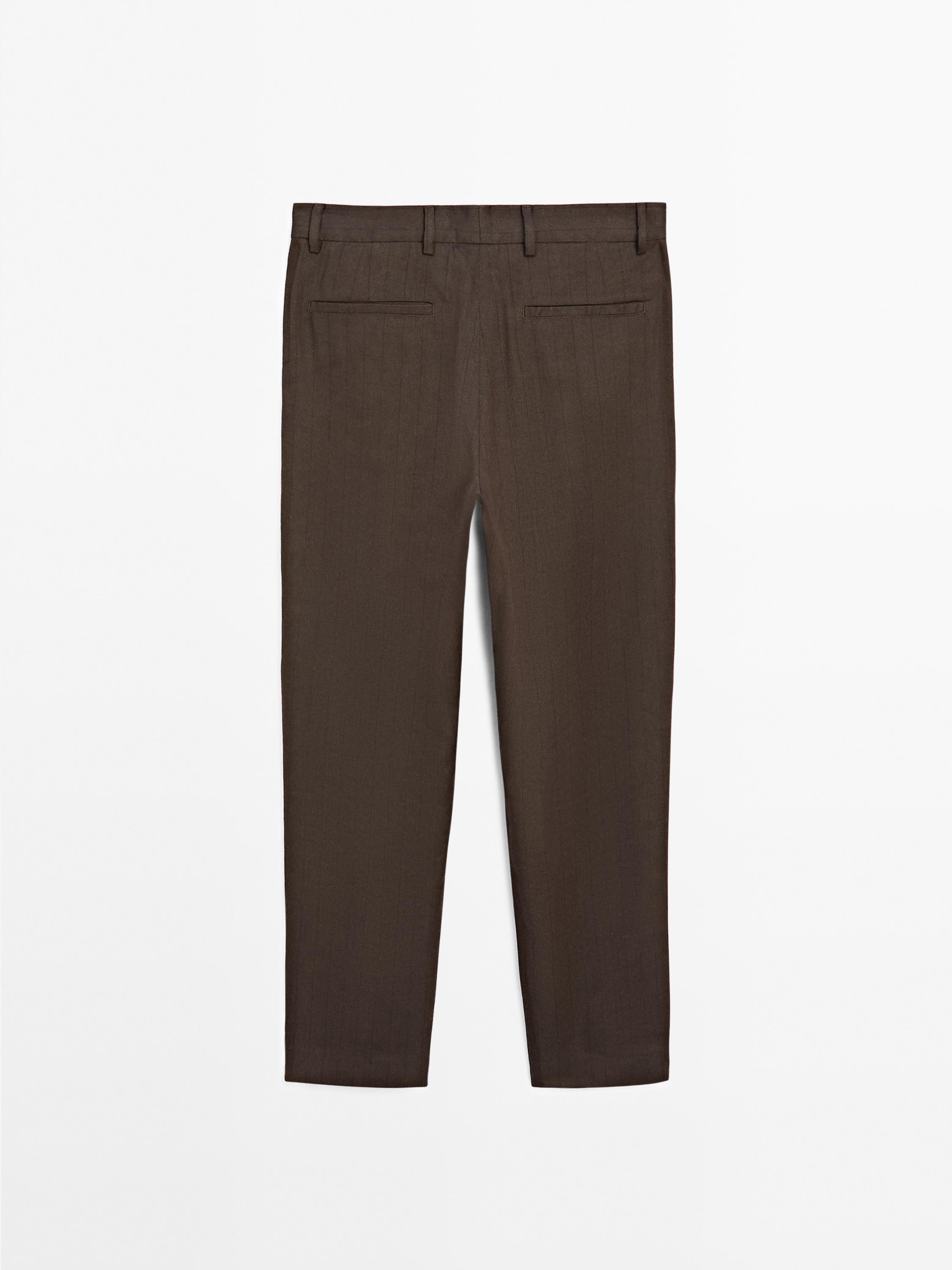 Straight-leg pinstripe trousers