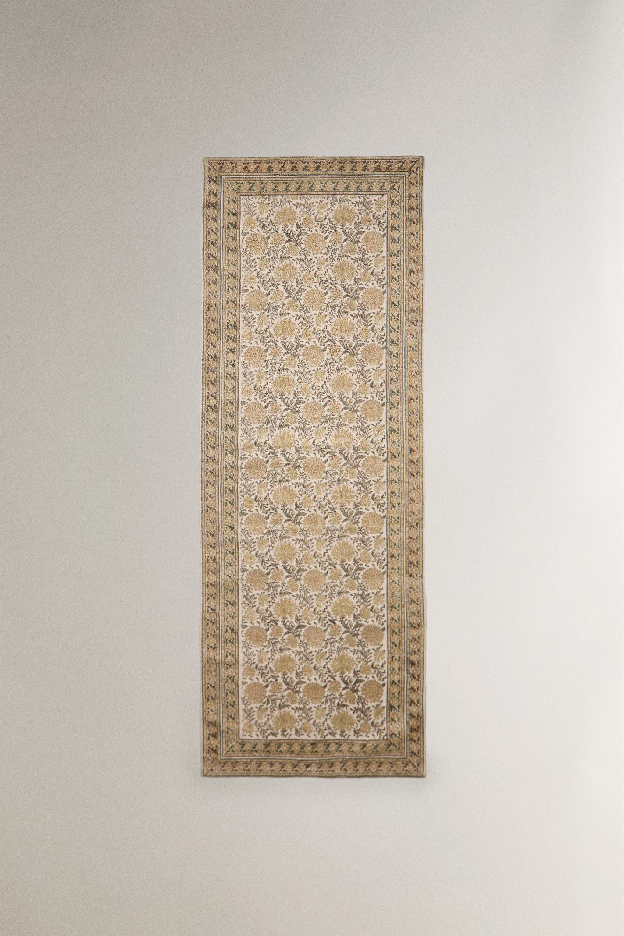 FLORAL PRINT COTTON AREA RUG