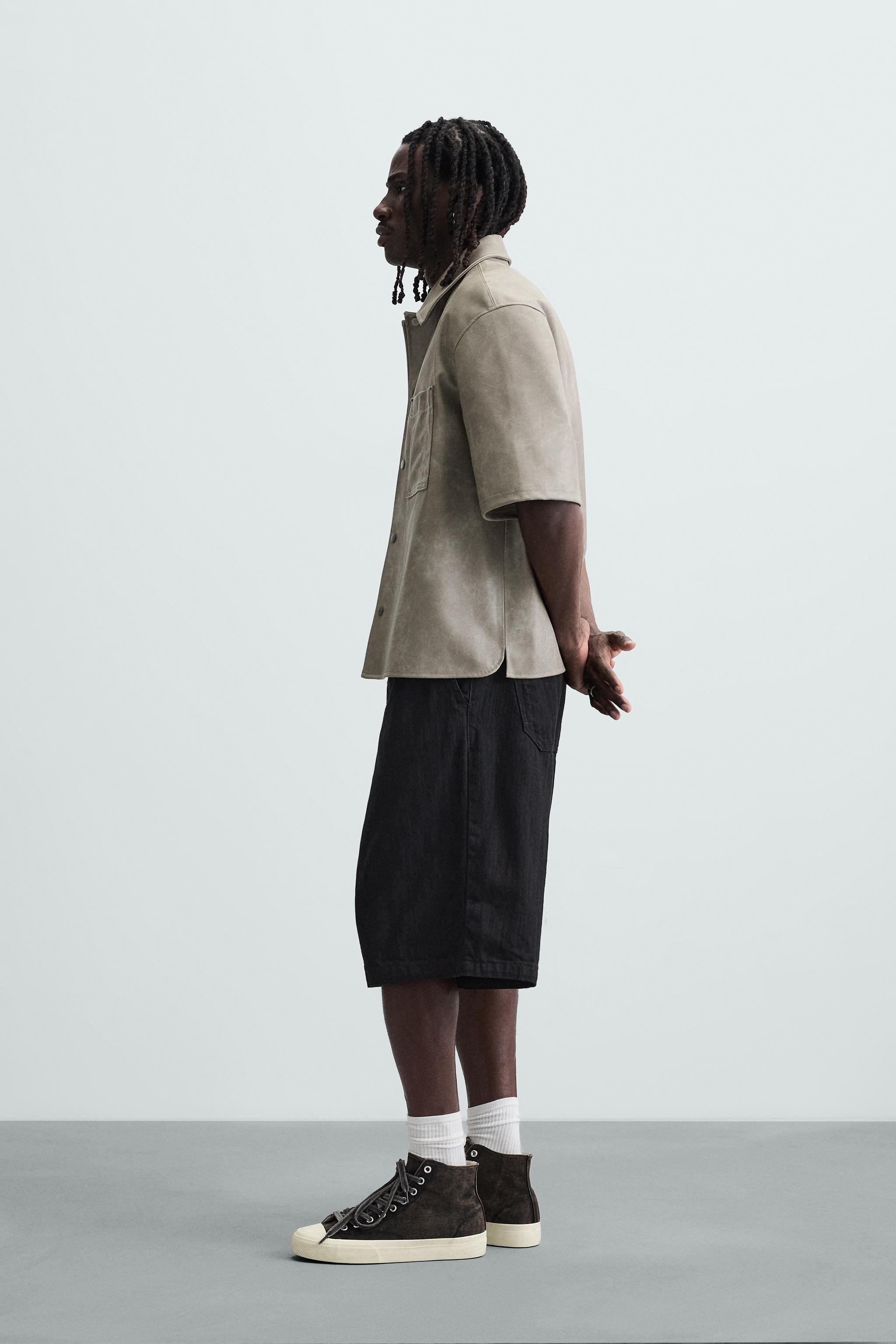 FAUX LEATHER OVERSHIRT