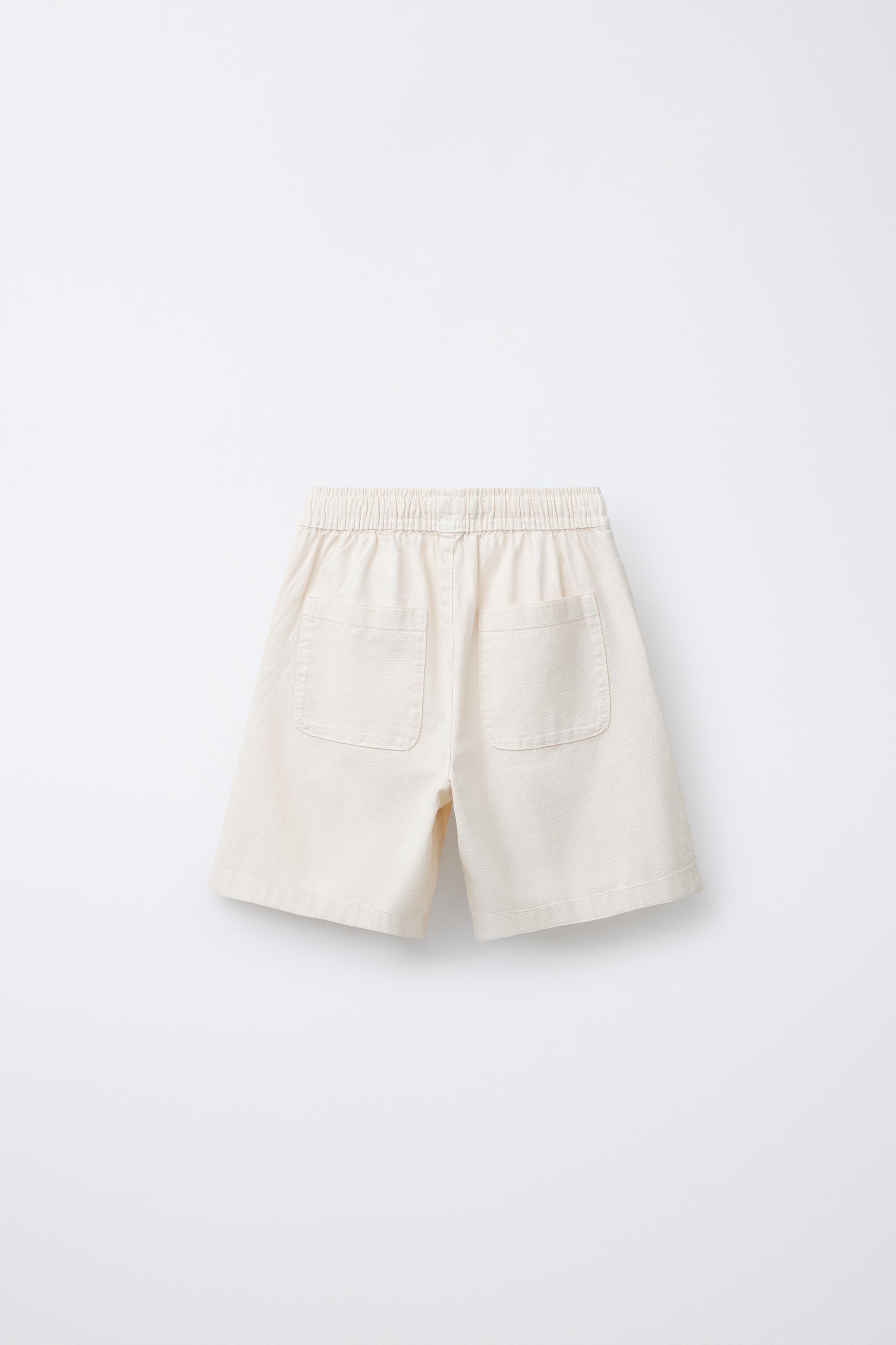 WIDE FIT COTTON SHORTS WITH LABEL