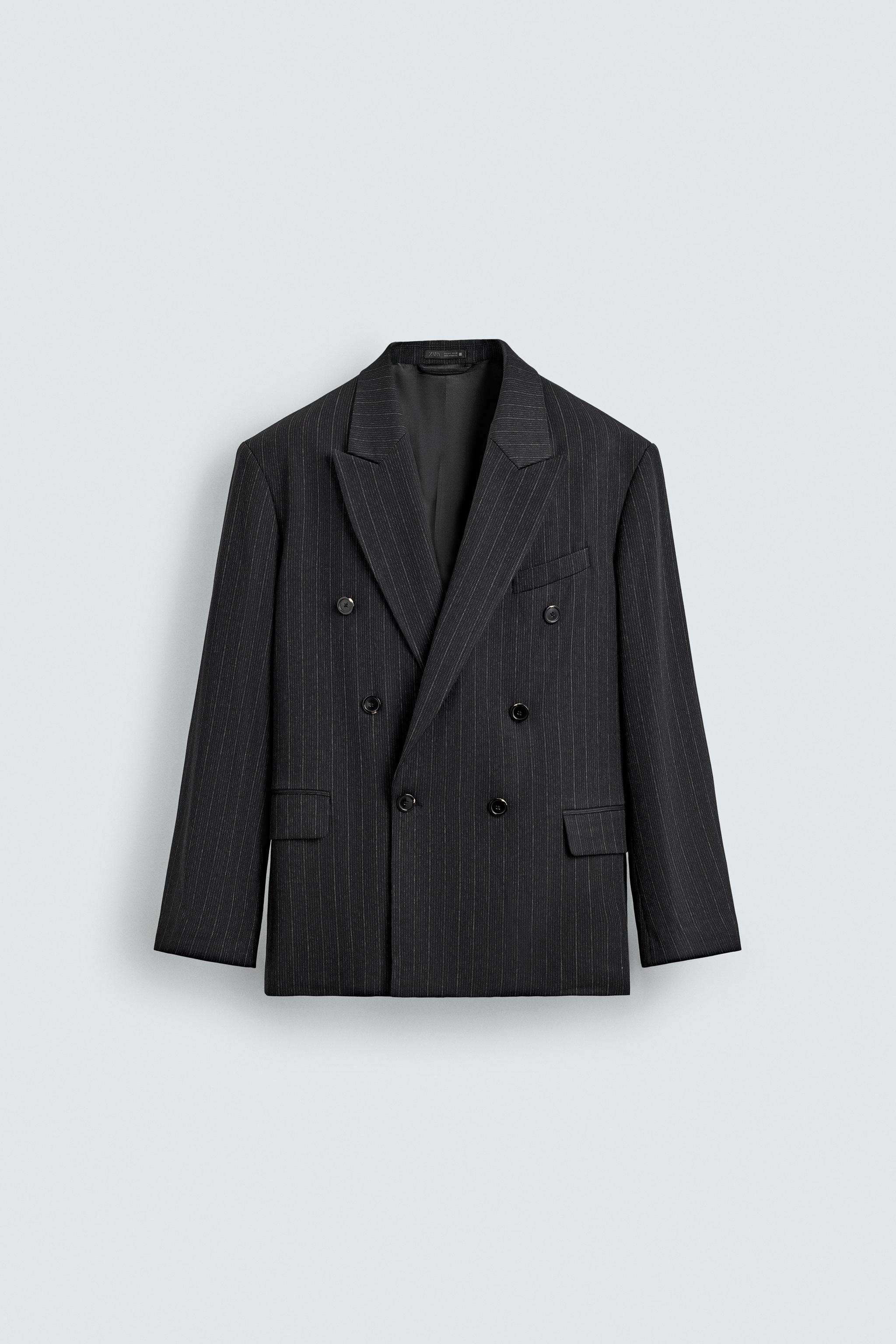 STRIPED DOUBLE BREASTED SUIT BLAZER
