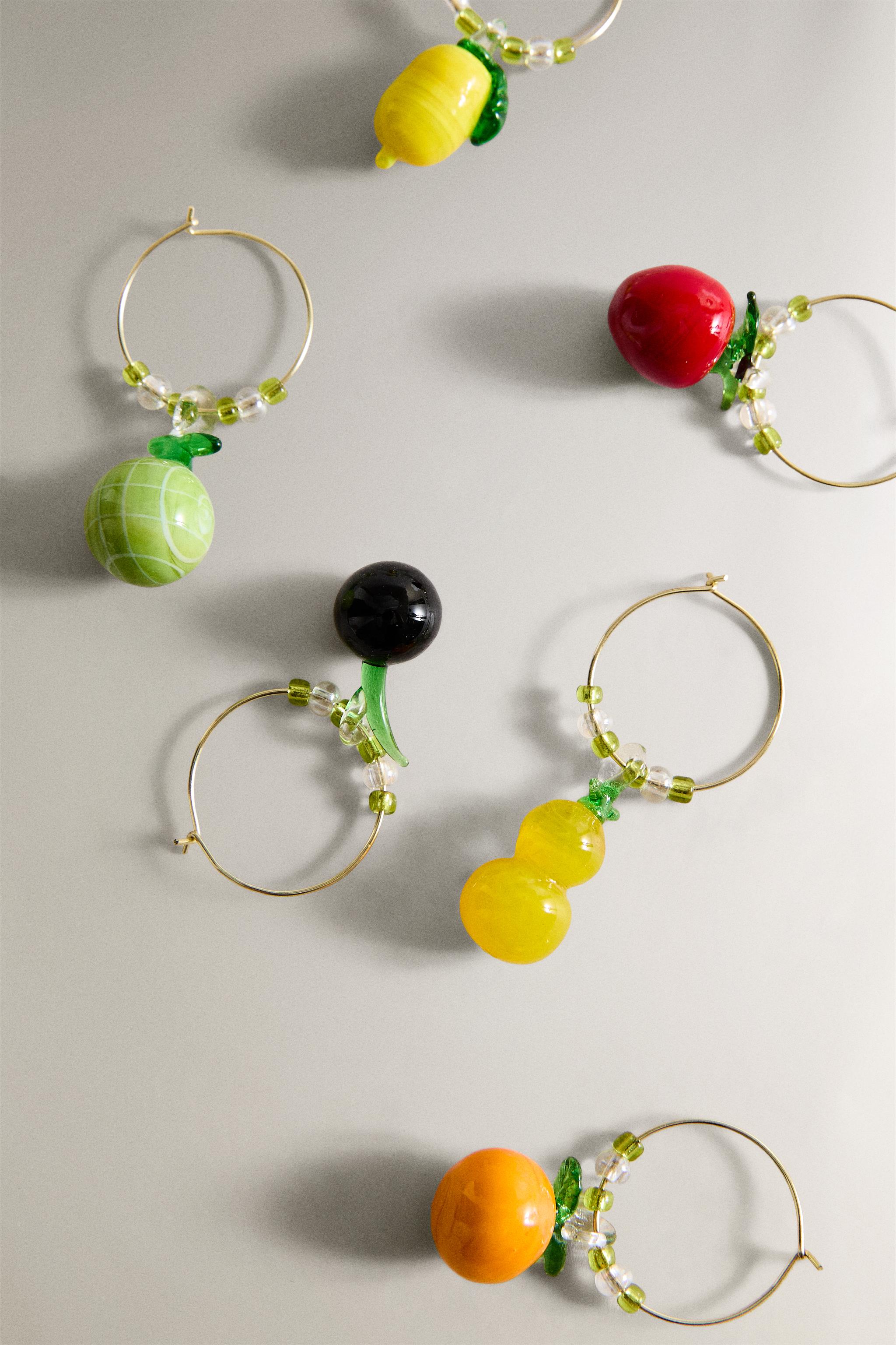 SET OF FRUIT GLASS CHARMS (SET OF 6)