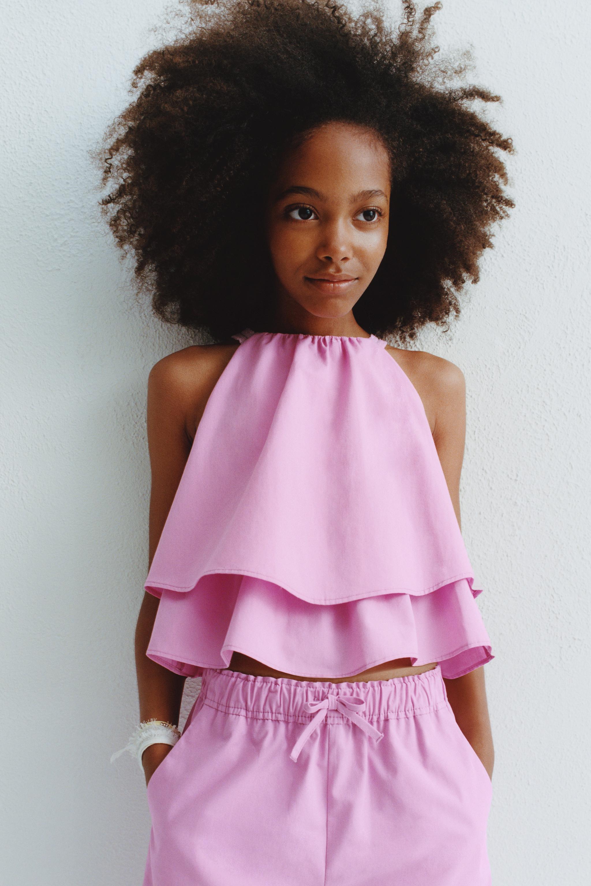 DOUBLE RUFFLE LACE POPLIN TOP