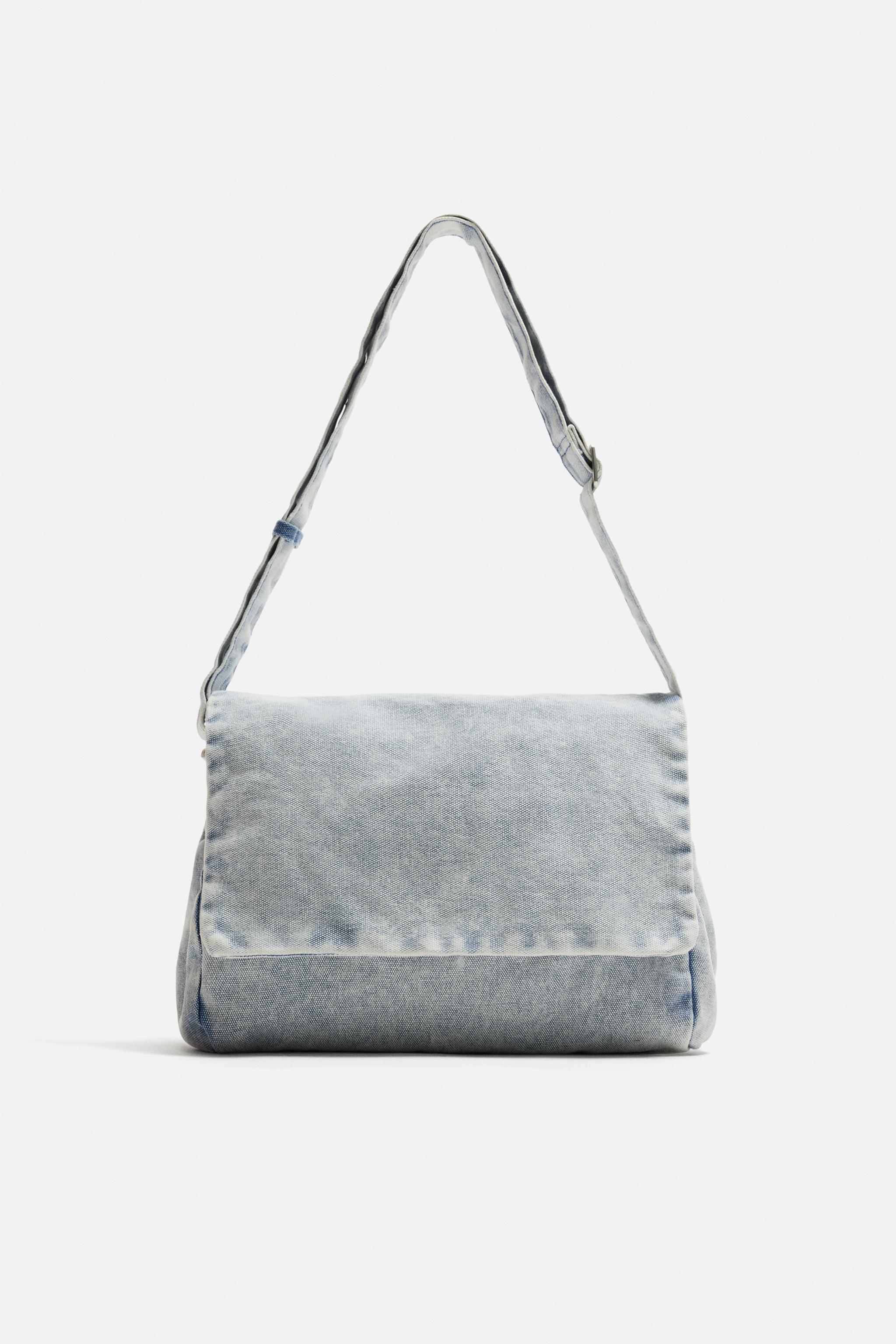 WASHED-EFFECT DENIM CROSSBODY BAG