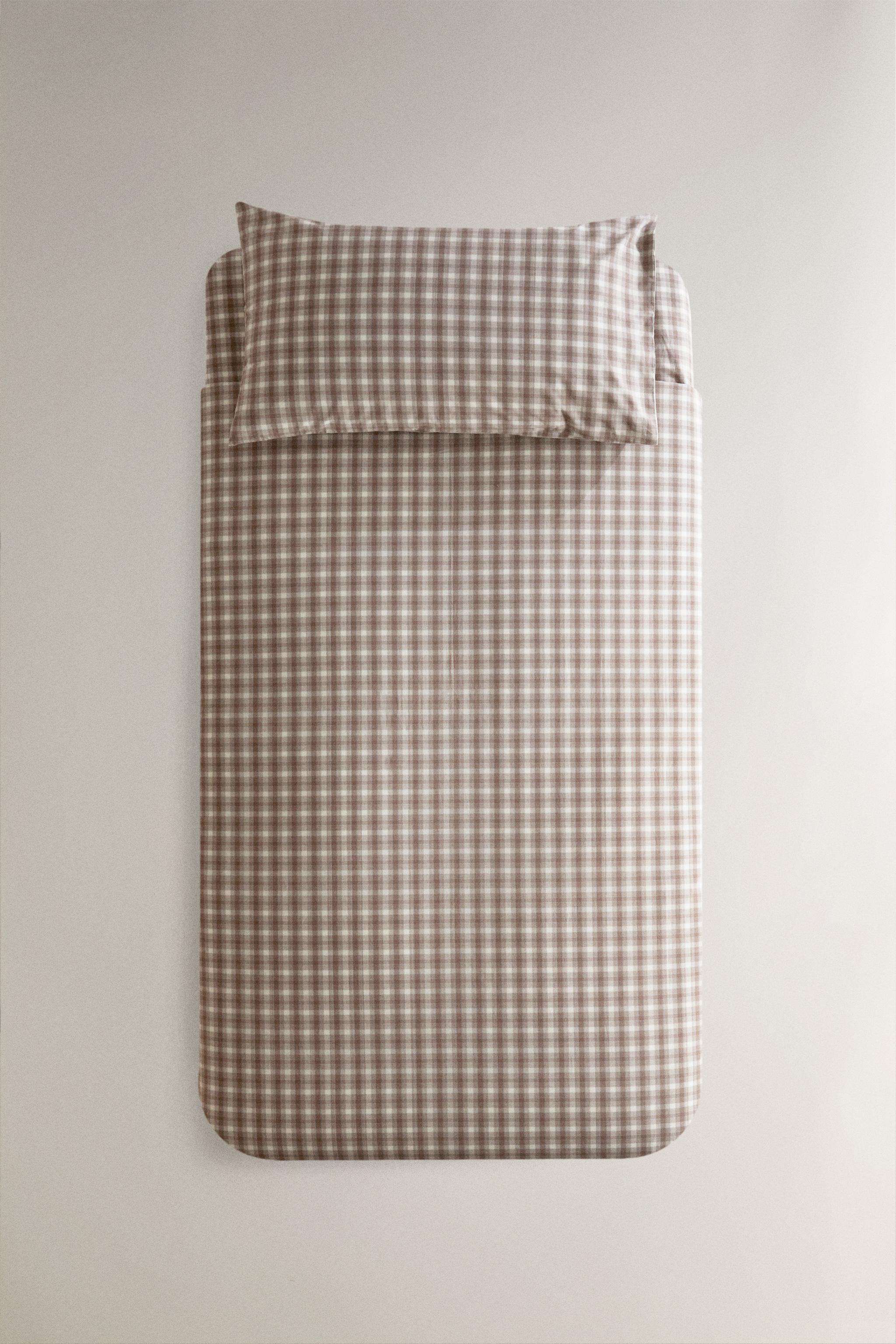 CHILDREN'S CHECK FLANNEL DUVET COVER