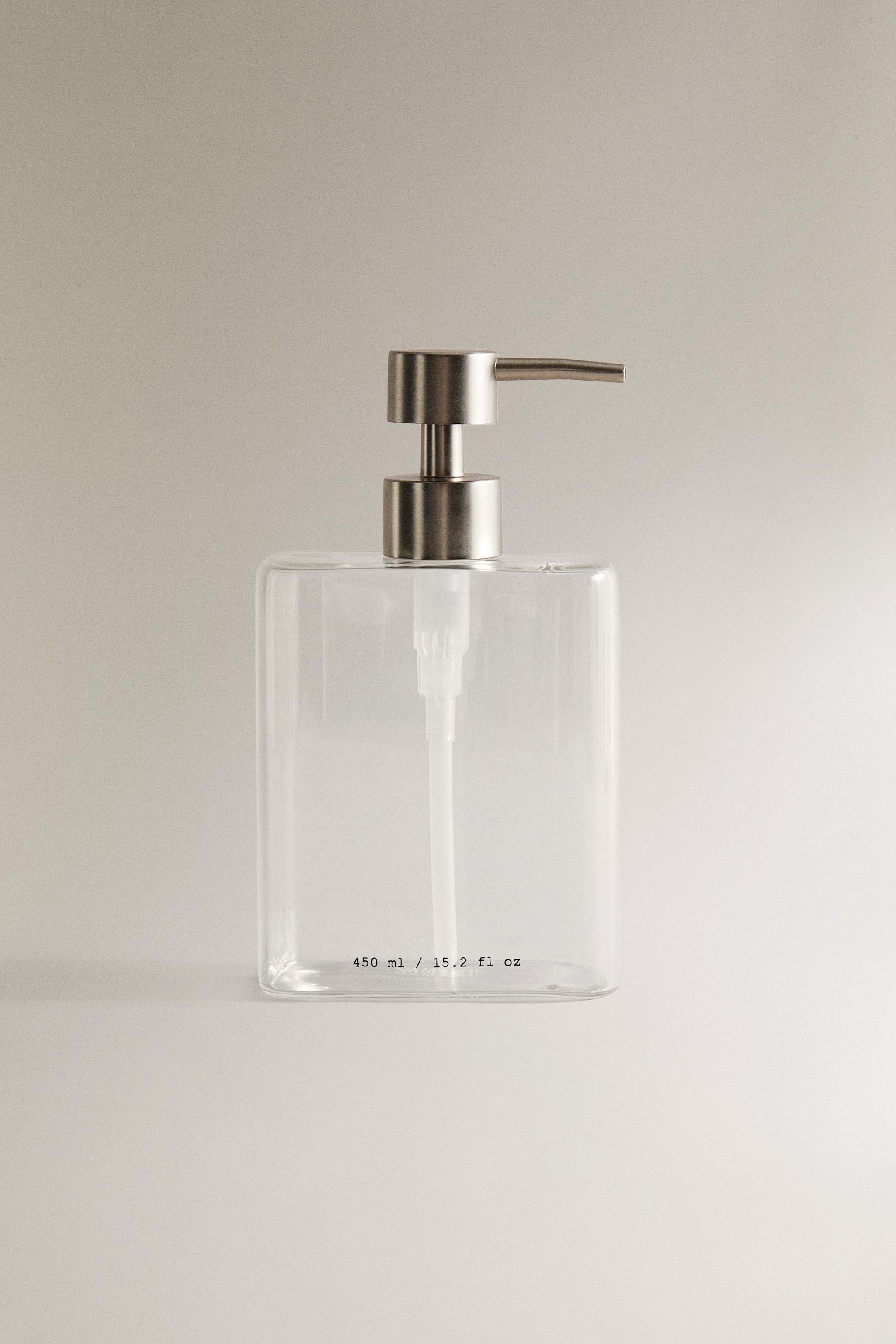 BOROSILICATE GLASS SOAP DISPENSER WITH LETTERS