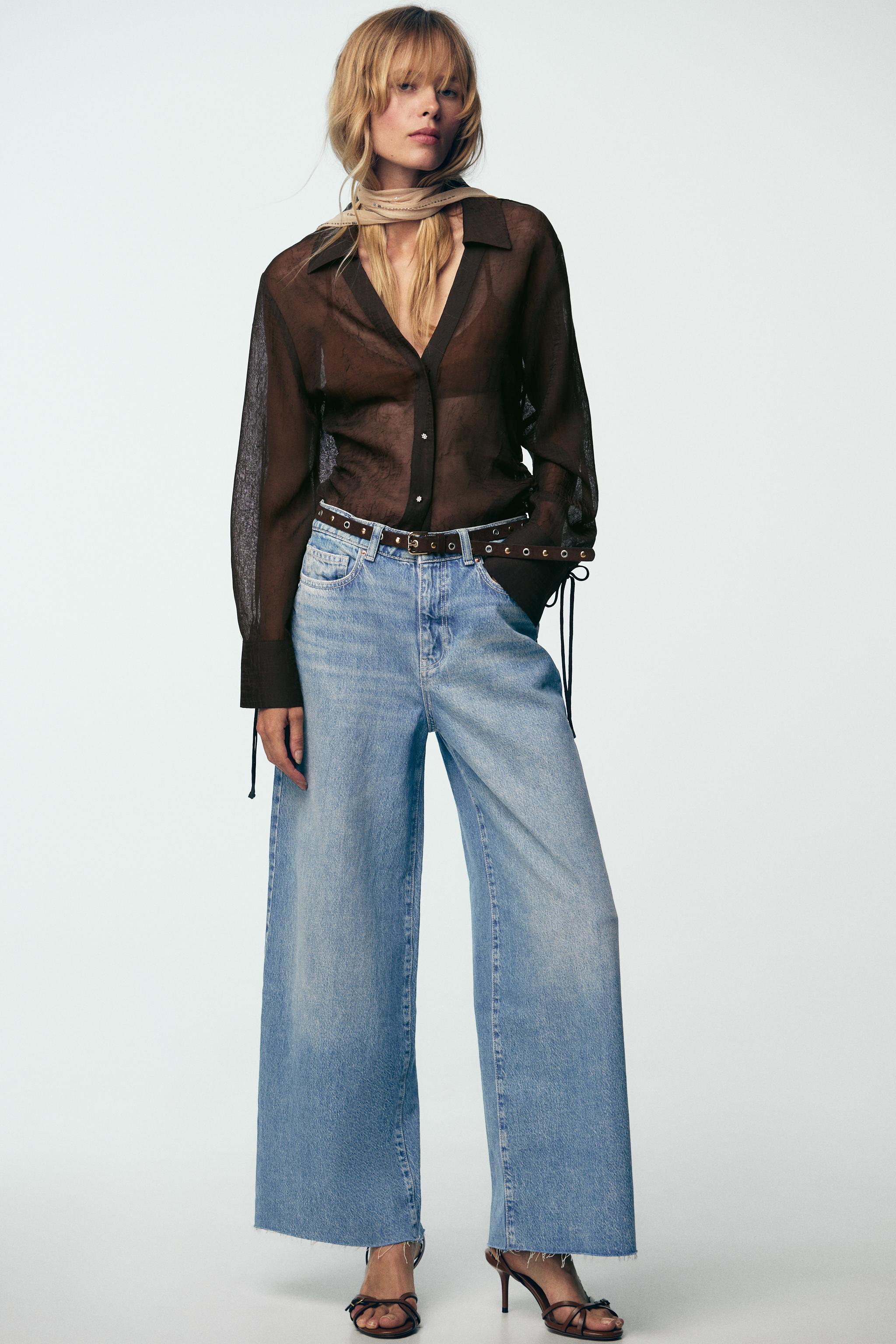 Z1975 WIDE LEG CROPPED HIGH RISE BELTED JEANS